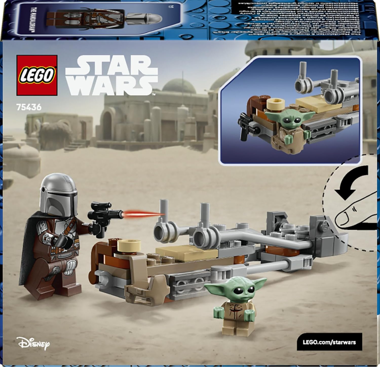 LEGO Star Wars Der Mandalorianer und Grogu auf ihrem Speeder Bike - Set mit Fahrzeug und 2 Star Wars Figuren für Actionabenteuer - Geschenk für Kinder ab 6 Jahren - 75436