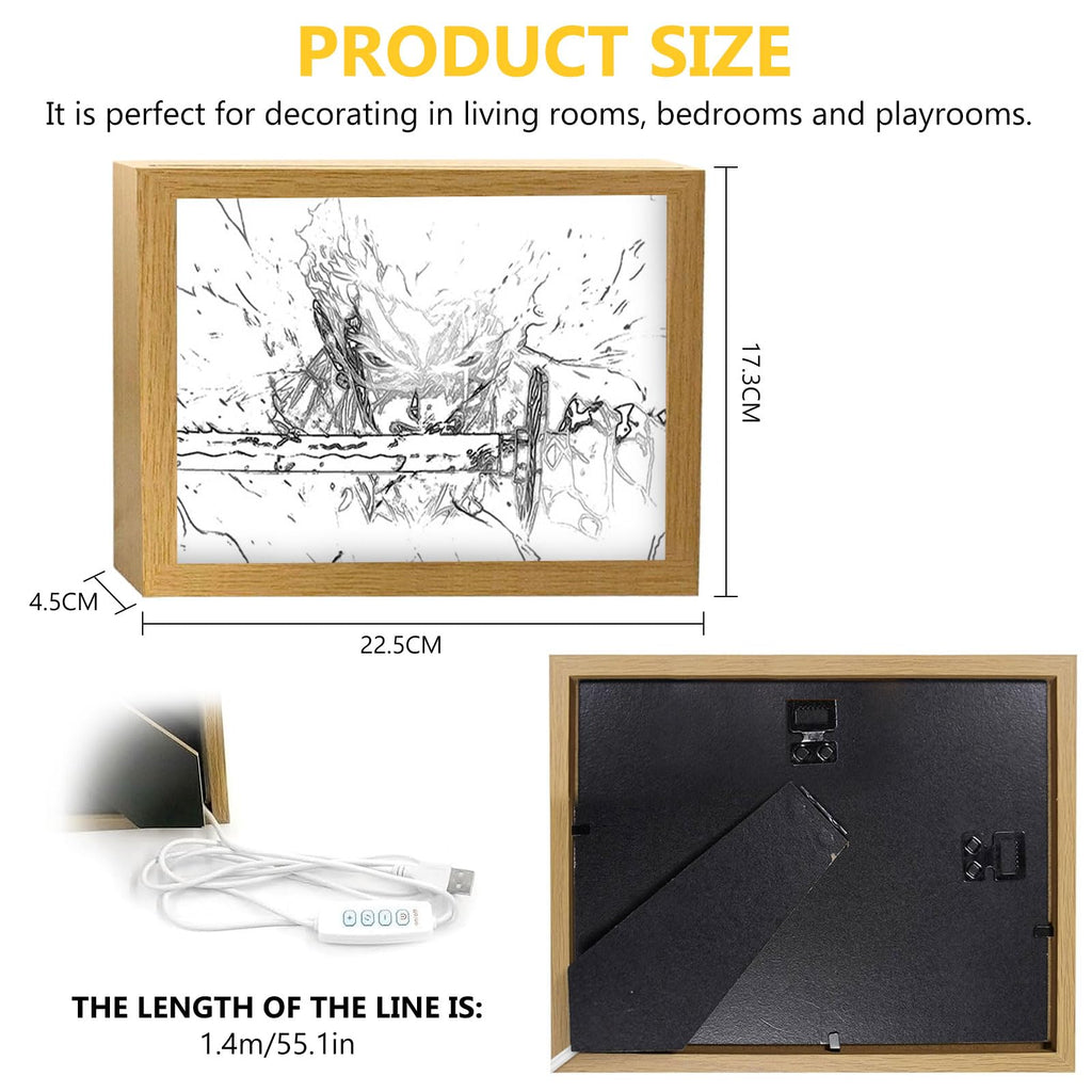Bocguy Japanischer Anime Juju inspirierte beleuchtete Gemälde, LED Wandkunst Dekor,Jujutsu Kaisen Manga, LED Desktop-Rahmen für Heimdekoration,Kreatives Schlafzimmer und Geschenk