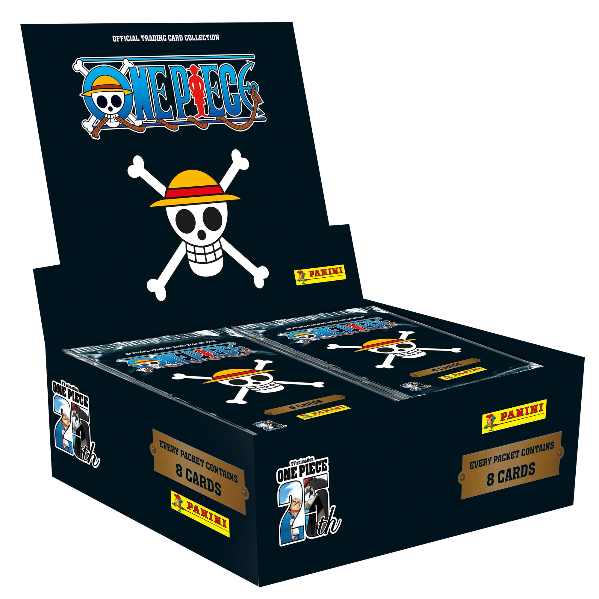 Panini One Piece Trading Cards 25TH Anniversary Box with 18 Packs (8 Cards), 004897BOX18F