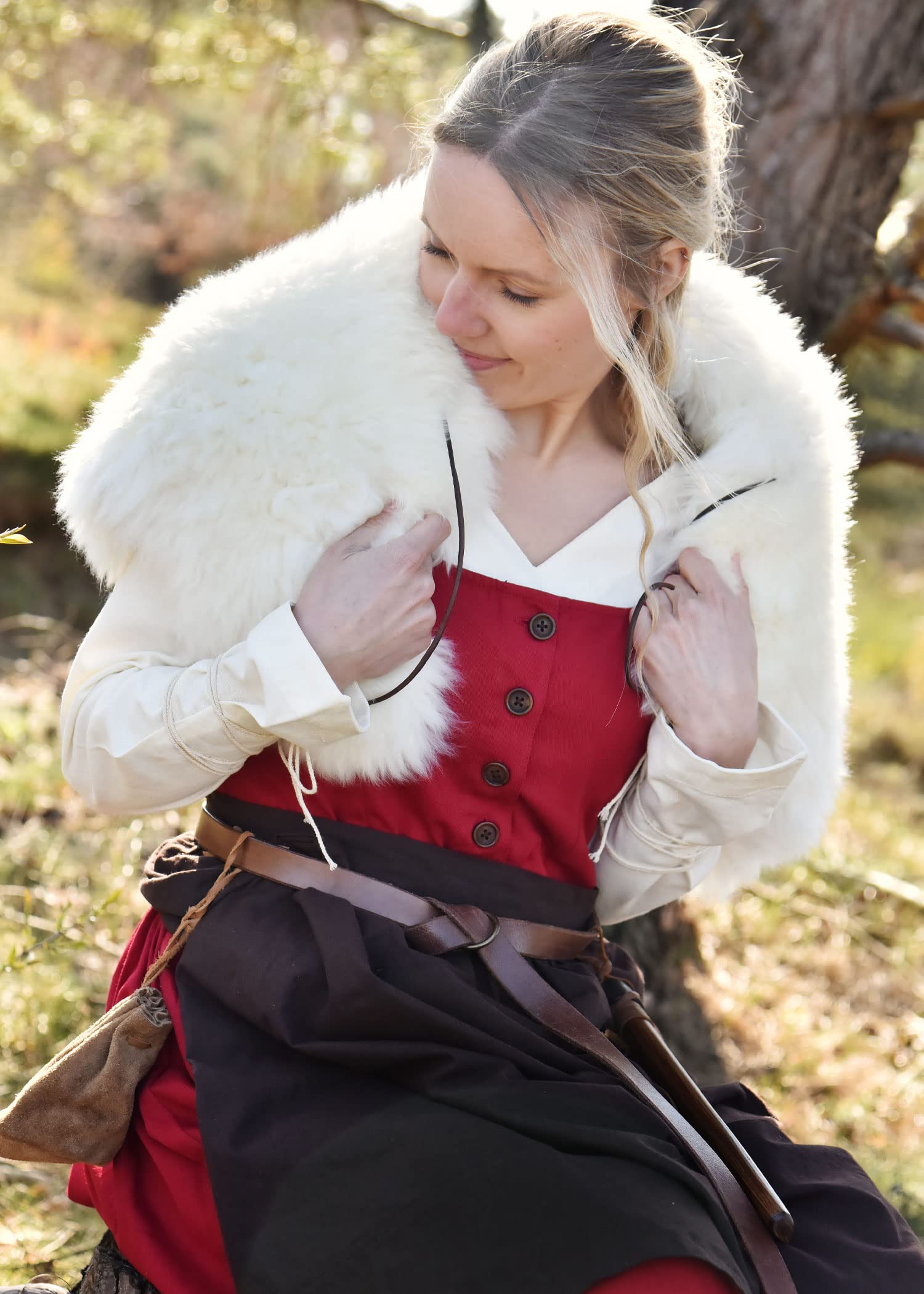 Battle-Merchant - Ärmelloses Mittelalter Kleid Lene für Damen - mit Taschen - Trägerkleid Bauernkleid Überkleid Mieder - Baumwolle