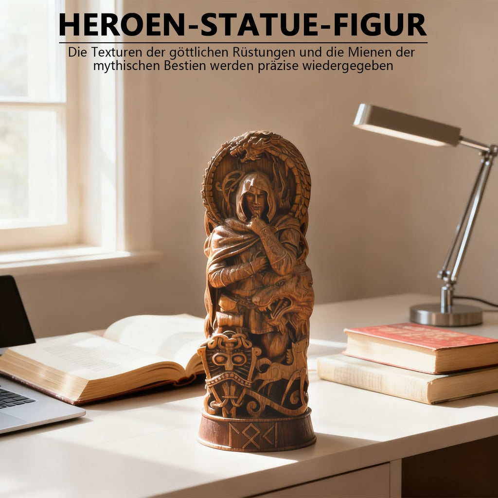 Nordischer Gott Harz Statue, Harz Griechischer Gott Skulptur,22 X 9 cm Nordische Götter Wikinger Deko Statue, für Zuhause Weinschrank Regal Bücherregal (Odin)