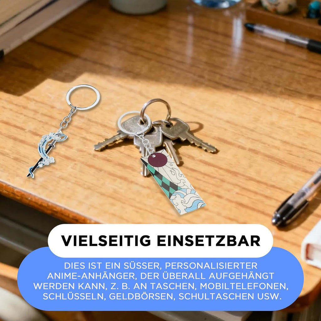 AHEJIOO 2 Stück Demon Slayer Schlüsselanhänger, Demon Hunter Katana, Anime Schlüsselanhänger Personalisiert Deamon Slayer, Geeignet Für Kleidung, Taschen, Key chain Als Dekoration Oder Als Geschenk