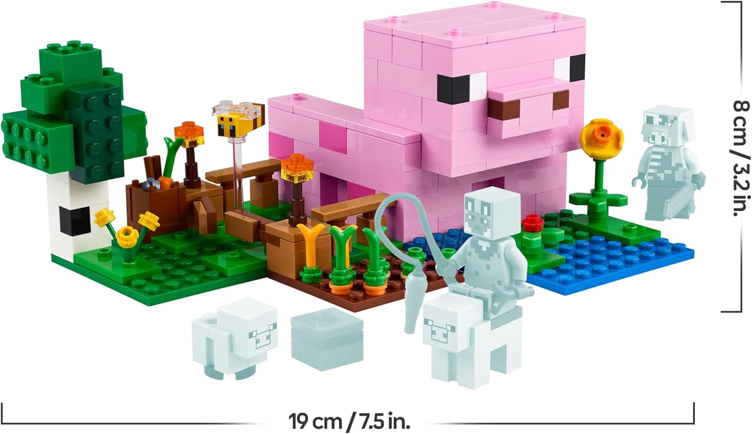 LEGO Minecraft Das Babyschwein-Haus - Interaktives Spielzeug mit Einer Helden Figur, Schwein, Biene, Zombie Piglin - Kinder Gaming Geschenk für Mädchen und Jungen ab 7 Jahren - 21268