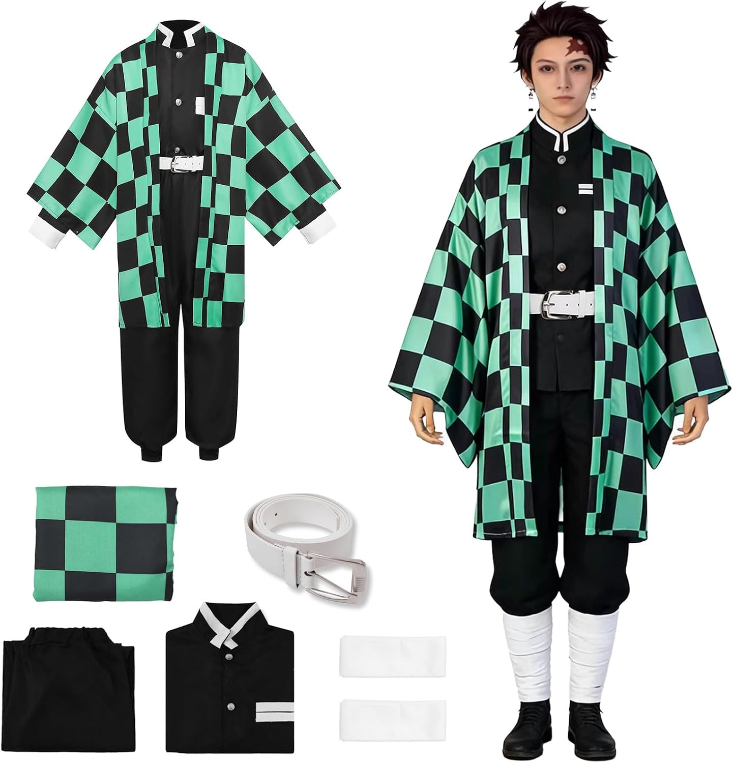 Bocguy Anime Cosplay, Giyuu/Shinobu/Mitsuri/Muichirou/Tanjiro/Nezuko/Zenitsu Anime Kostüm Erwachsene, Animecharakter Kimono Uniform für Karneval Halloween Cosplayparty AnimeConventions