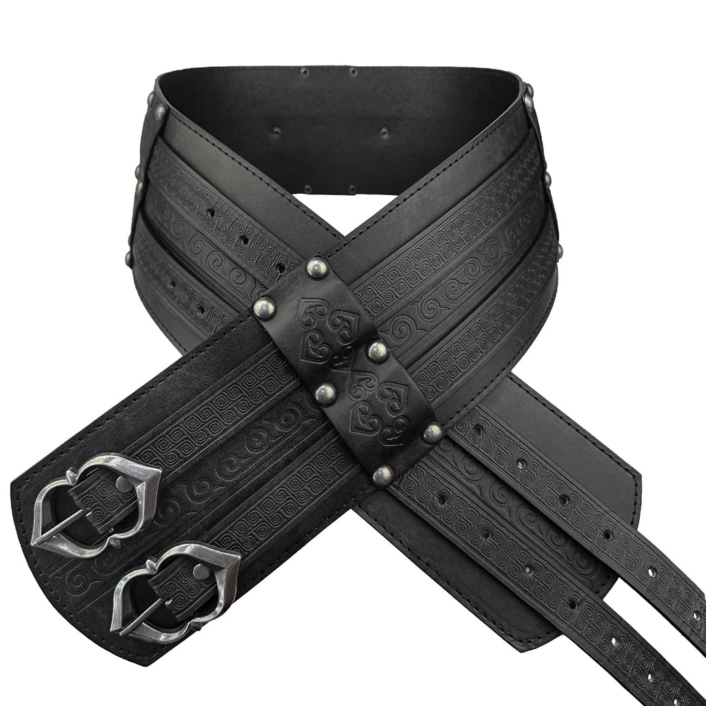 HiiFeuer Wikinger breiter Gürtel, mittelalterlicher Kunstleder Rüstungsgürtel Ritter Korsett Gürtel, LARP Halloween Kostüm