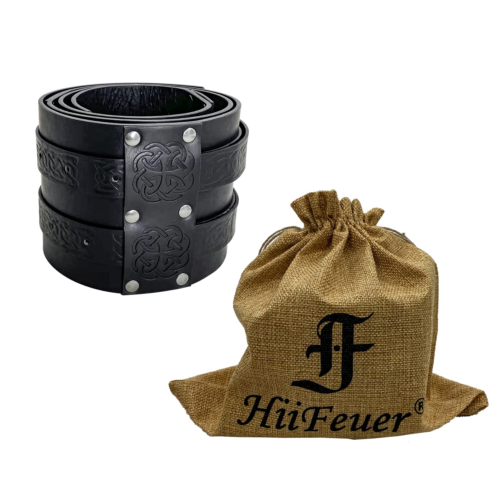 HiiFeuer Wikinger breiter Gürtel, mittelalterlicher Kunstleder Rüstungsgürtel Ritter Korsett Gürtel, LARP Halloween Kostüm