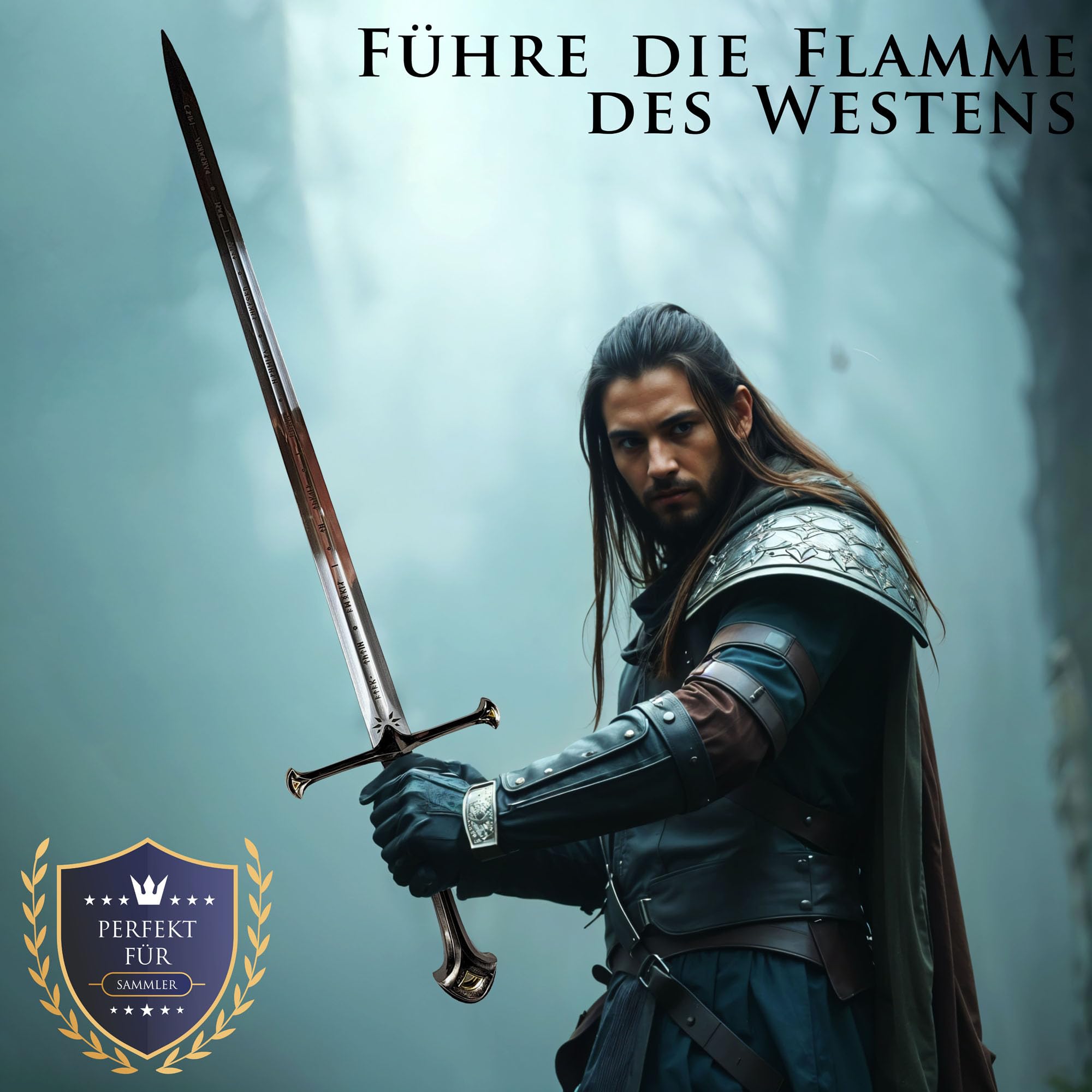 Der Herr der Ringe - LOTR Schwert, Filmschwert, echt, aus Stahl, Der Hobbit, Zauberer Merch, Aragorn Sword, Deko für Sammler und als Geschenk