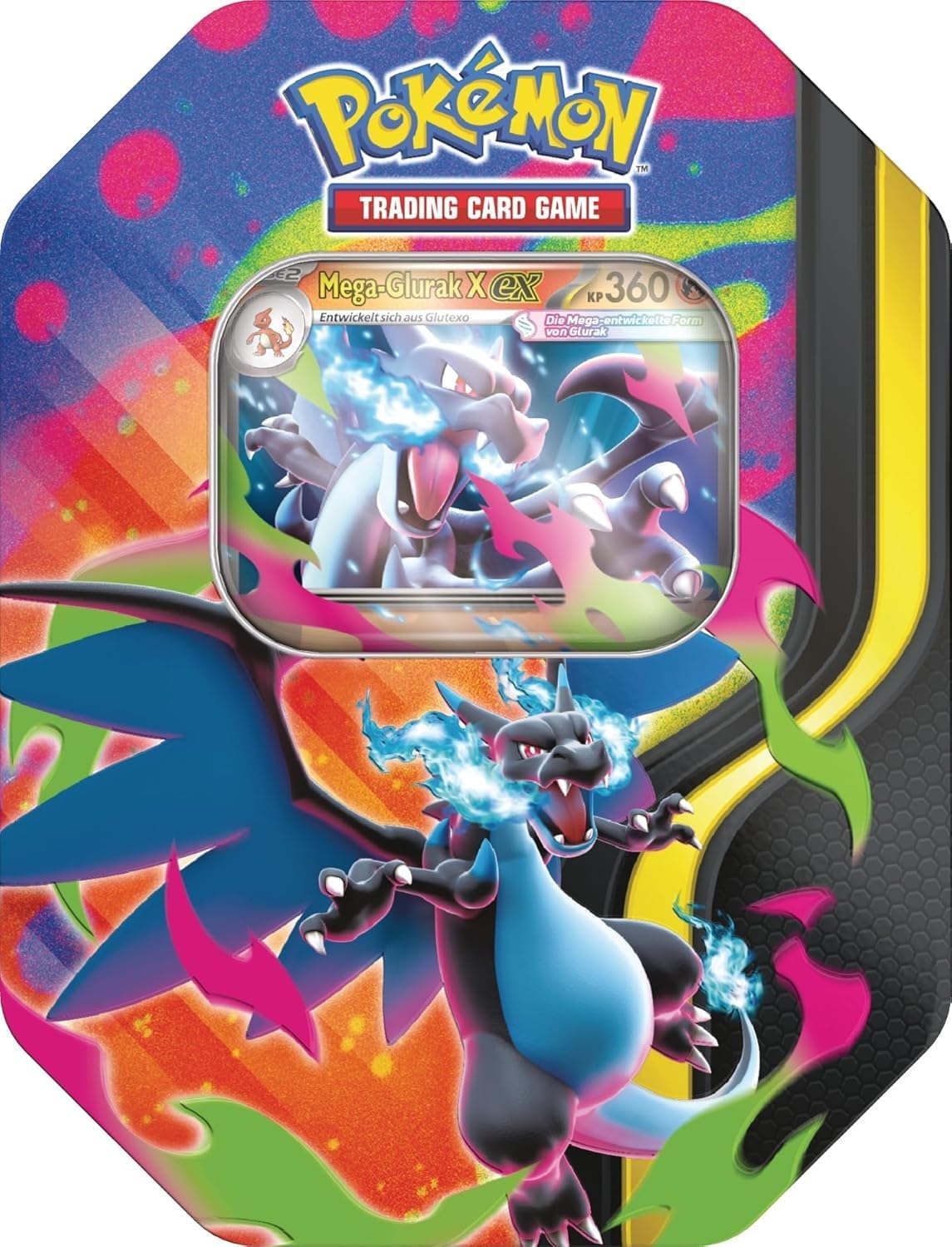 Pokemon Mega Entwicklung – Mega-Glurak X ex Tin Box 2026 - Deutsch NEU & OVP und BB-Toy-Trades-Toploader