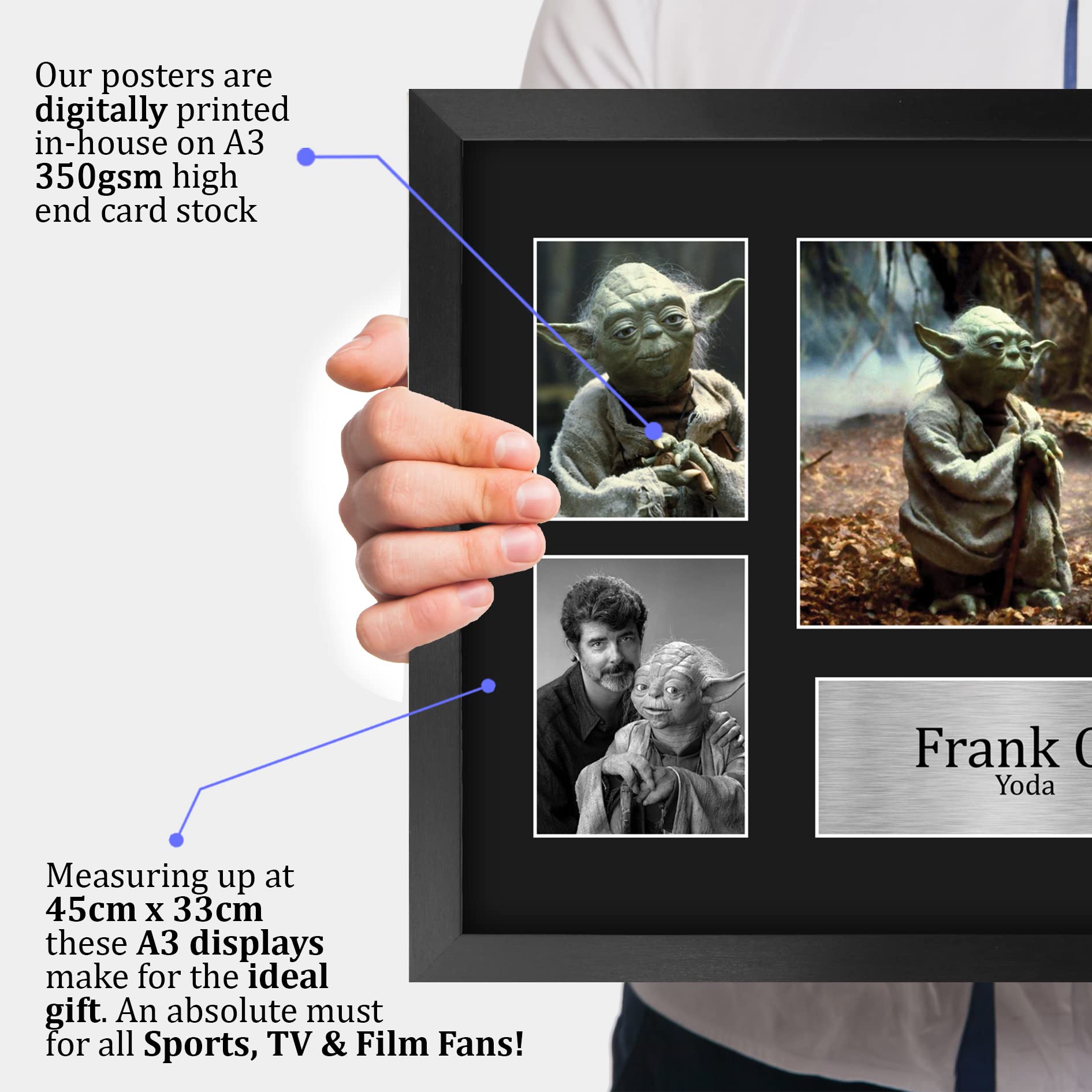 HWC Trading Frank Oz A4 Gerahmte Signiert Gedruckt Autogramme Bild Druck-Fotoanzeige Geschenk Für Star Wars Yoda Filmfans