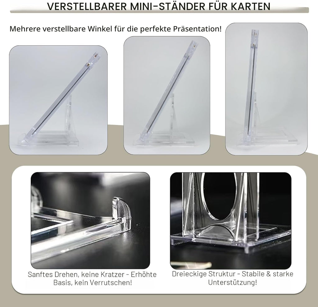 12 Stück Mini Kartenständer Display Ständer – Verstellbarer Acryl Display Ständer für Trading Cards, Graded Cards, PSA Karten, Baseballkarten und Sammelkarten