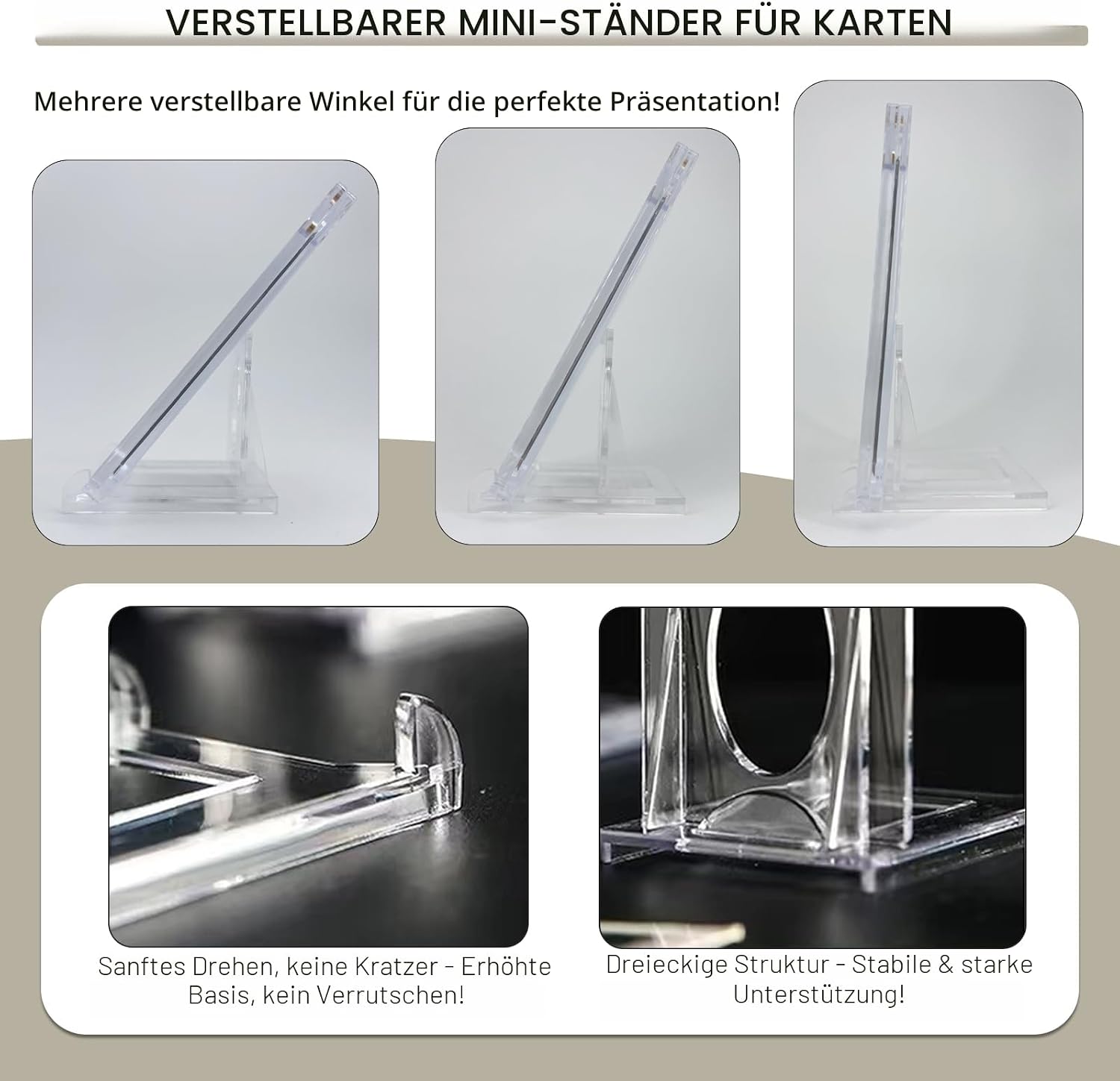 12 Stück Mini Kartenständer Display Ständer – Verstellbarer Acryl Display Ständer für Trading Cards, Graded Cards, PSA Karten, Baseballkarten und Sammelkarten