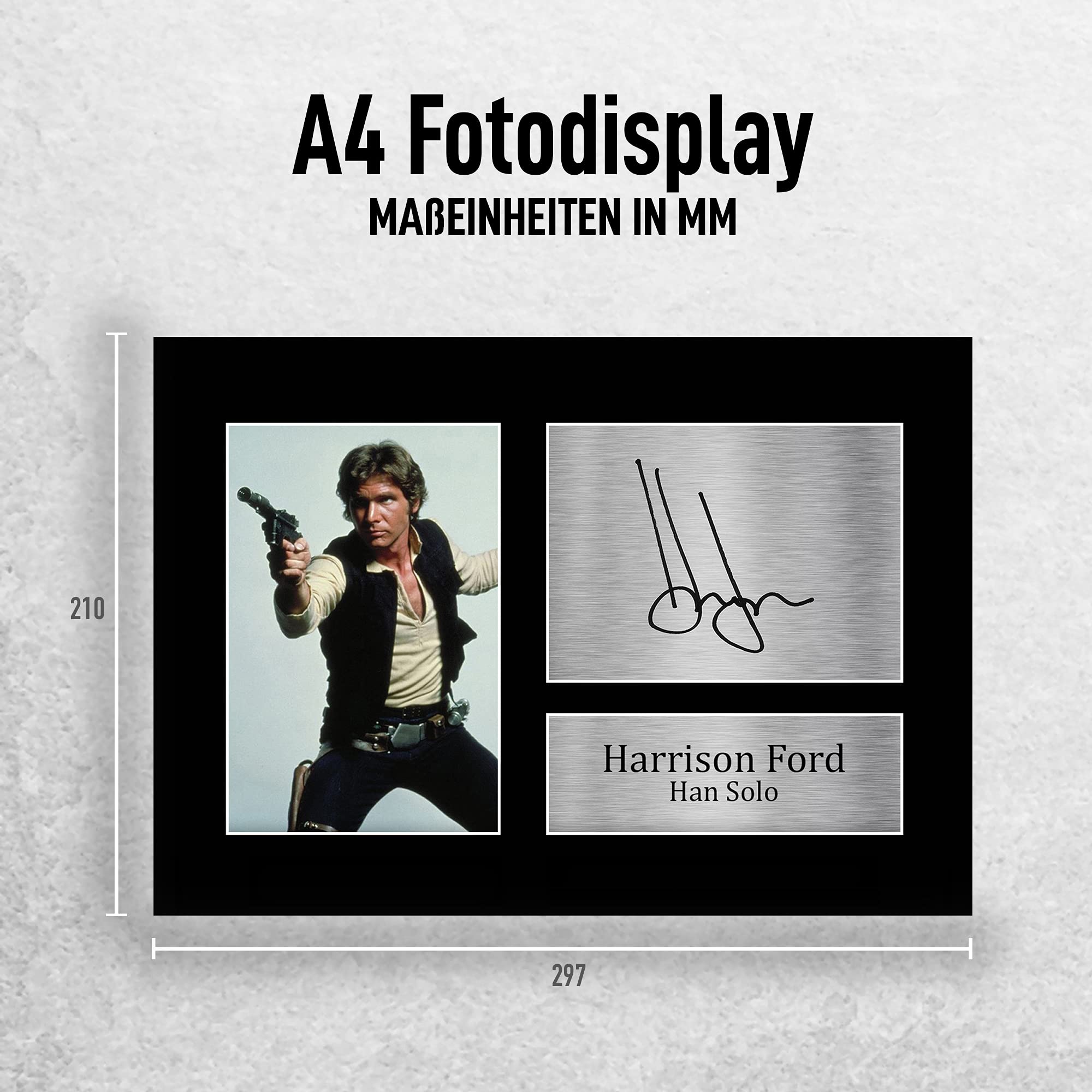 HWC Trading FR A3 Harrison Ford Star Wars Han Solo Geschenke Gedruckt, Signiert Autogramm Bild Display Für Film-Erinnerungsstücke-Fans - A3 Eingerahmt