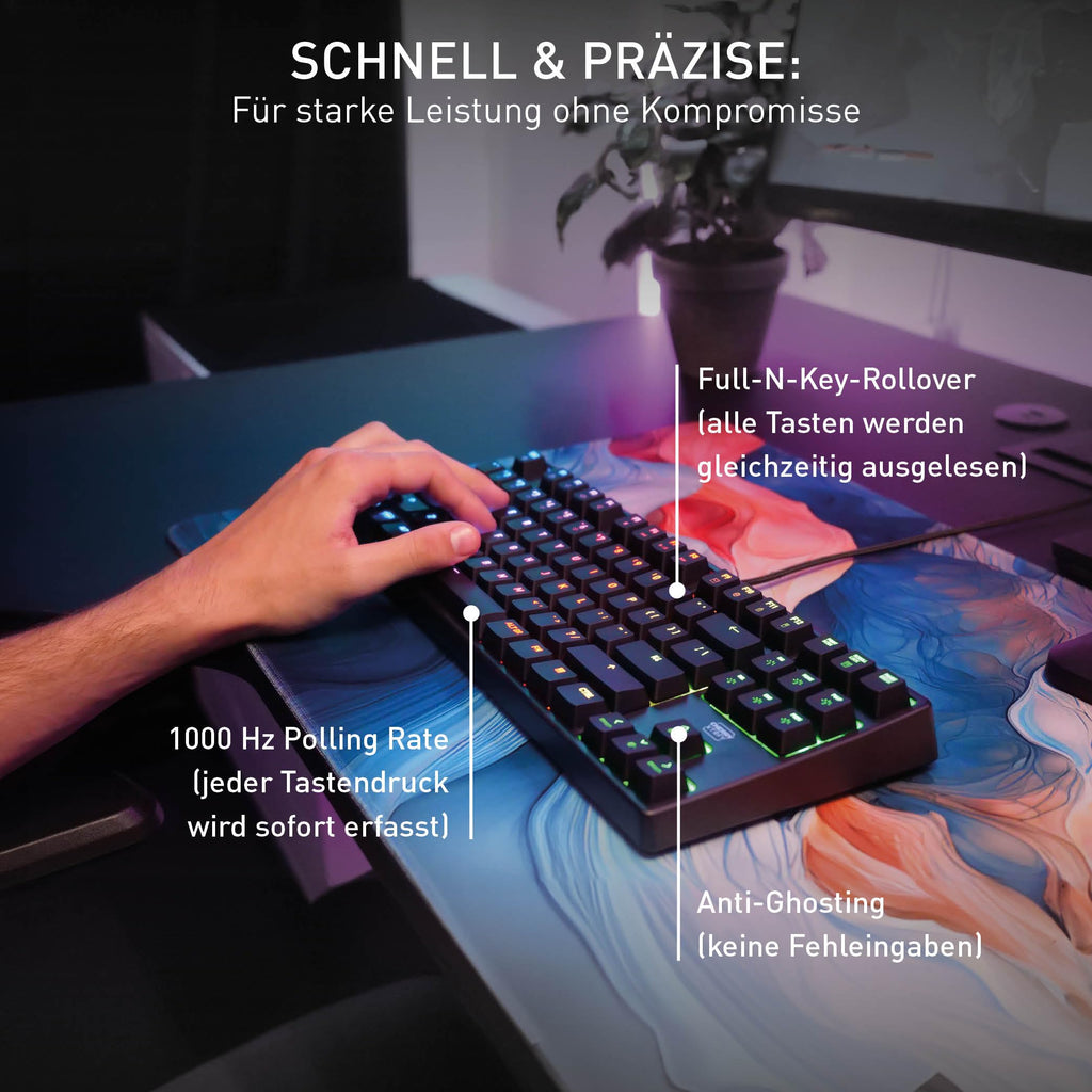 CHERRY XTRFY K4V2 TKL, Kabelgebundene Gaming-Tastatur ohne Nummernblock, Deutsches Layout (QWERTZ), RGB-Beleuchtung, Mechanische MX2A RED Switches, Weiß