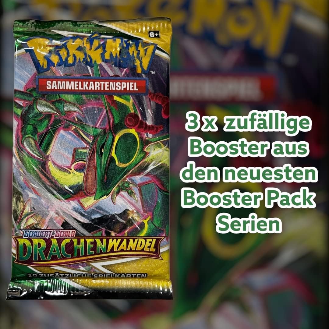 Heartforcards Shipping Protection compatible with Booster Packs + 3 PKM German Packs Original Mystery Trading Cards