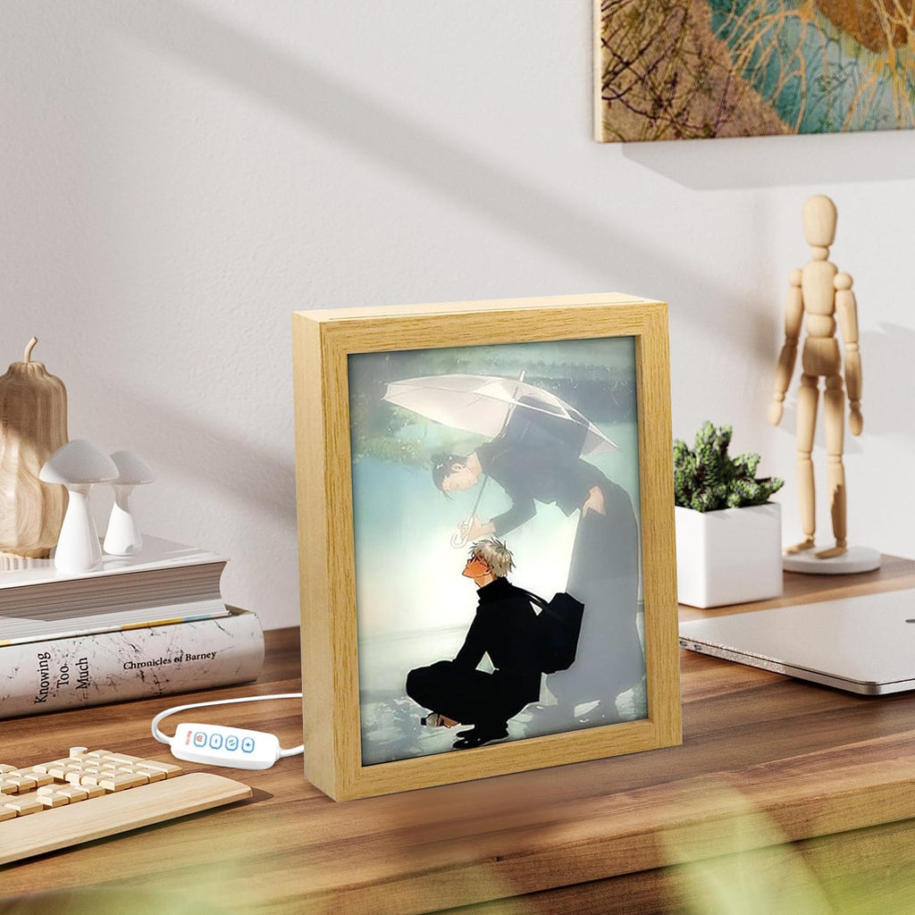 Bocguy Japanischer Anime Juju inspirierte beleuchtete Gemälde, LED Wandkunst Dekor,Jujutsu Kaisen Manga, LED Desktop-Rahmen für Heimdekoration,Kreatives Schlafzimmer und Geschenk