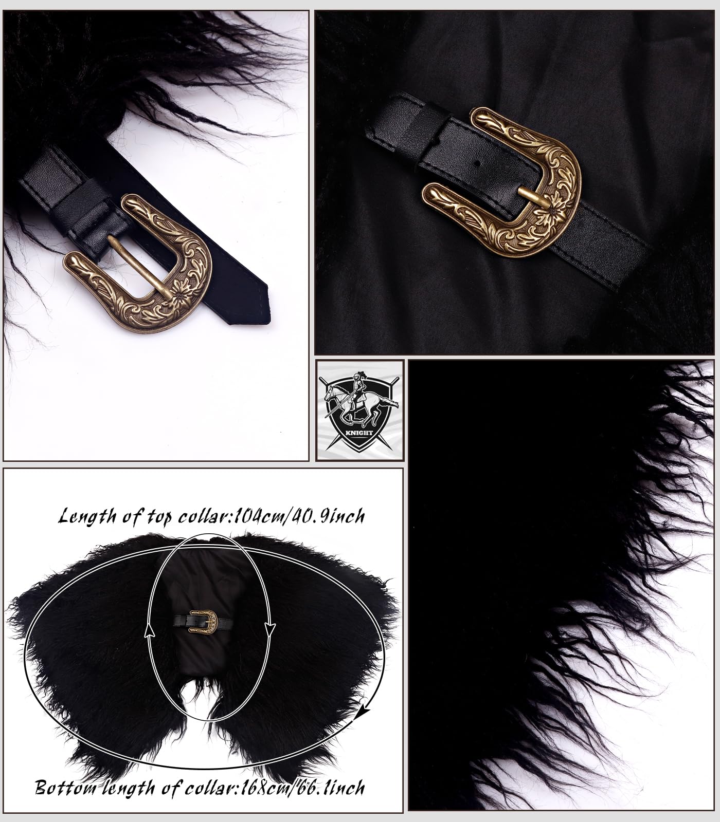 keland Viking Kunstfell Kragen für Männer Schal Capelet Wrap Kostüm Accessoire