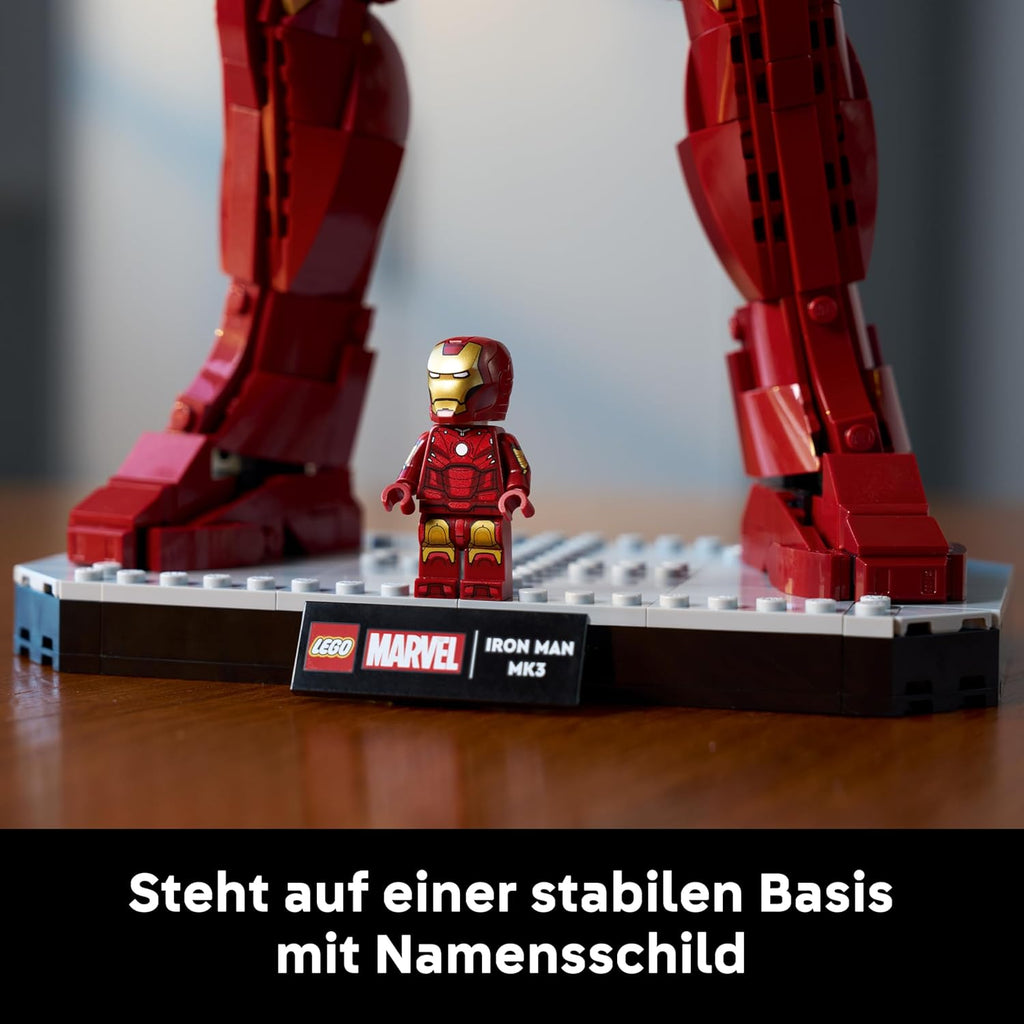 LEGO | Marvel Iron Man Mark 3 Sammleredition - Avengers Bauset für Erwachsene - Modellbau mit Minifigur, Ständer und Namensschild - Kreatives Geschenk für Männer, Frauen und Allen Fans - 76344