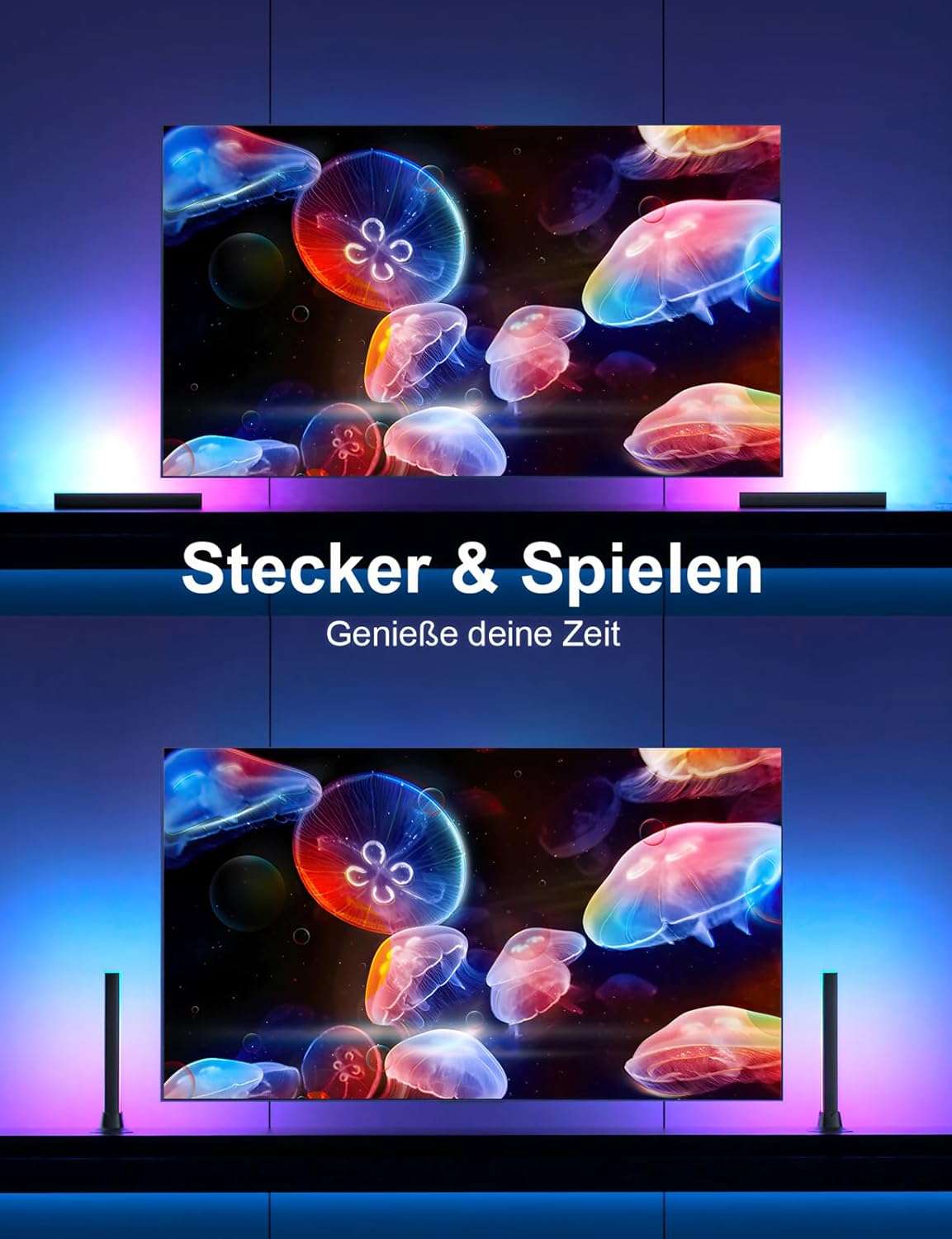 LED Lightbar, RGB IC Lampe 32 CM, Gaming Beleuchtung, Gaming Setup Deko, Musik Sync und Timing Funktion, APP und Fernbedienung, Ambient Lampe für Schreibtisch, TV, Monitor, Zimmer, Urlaub