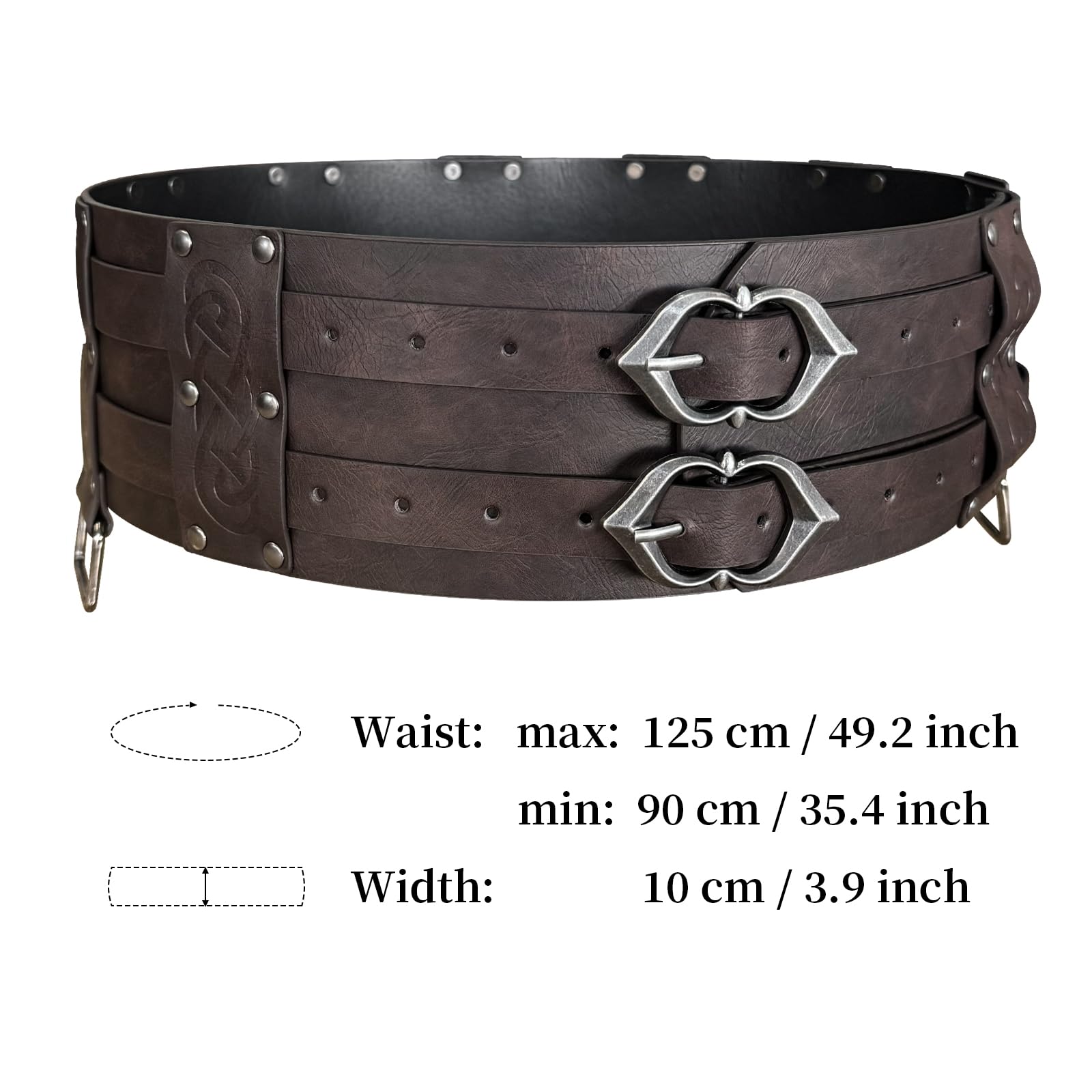 HiiFeuer Wikinger breiter Gürtel, mittelalterlicher Kunstleder Rüstungsgürtel Ritter Korsett Gürtel, LARP Halloween Kostüm
