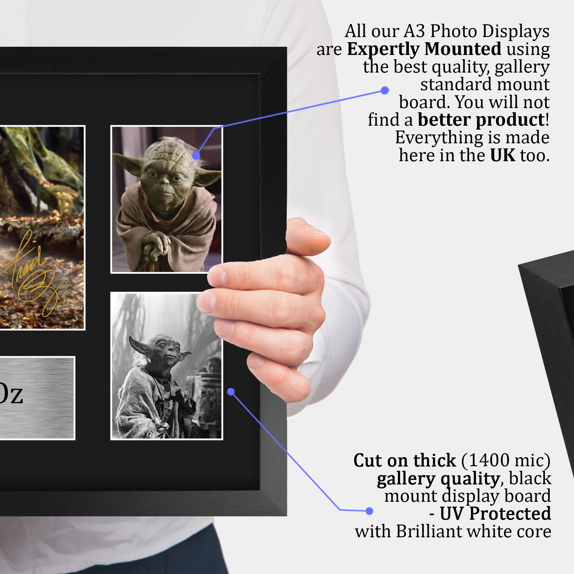 HWC Trading Frank Oz A4 Gerahmte Signiert Gedruckt Autogramme Bild Druck-Fotoanzeige Geschenk Für Star Wars Yoda Filmfans