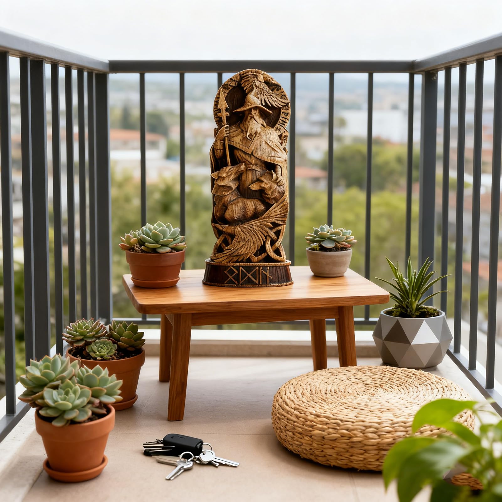 Nordischer Gott Harz Statue, Harz Griechischer Gott Skulptur,22 X 9 cm Nordische Götter Wikinger Deko Statue, für Zuhause Weinschrank Regal Bücherregal (Odin)