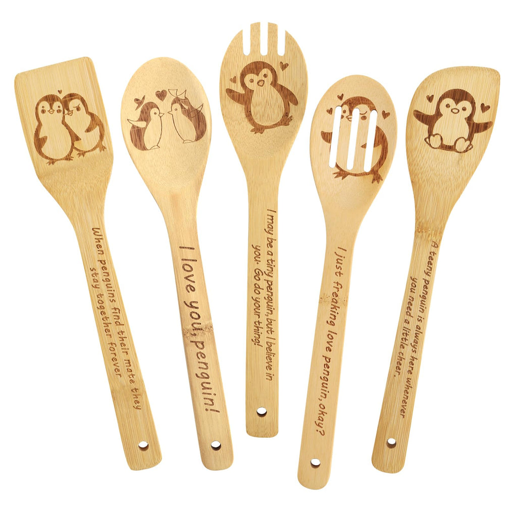 Gravierte Holzlöffel-Set mit 5 – Lustige Harry Geschenke Kochlöffel, Küchenutensilien zum Kochen, Einweihungsgeschenk, Harry Weihnachten Geschenke für Frauen oder Männer (Küche/Deko)