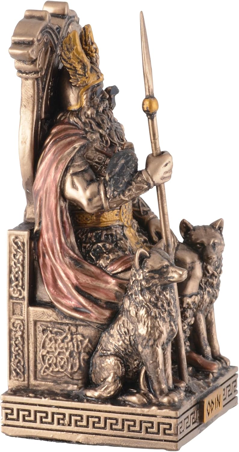 VOGLER Joh. Vogler GmbH Germanischer Gott Odin auf dem Thron, aus Kunststein, mit Bronzefarbe von Künstlerhand bemalt, by Veronese