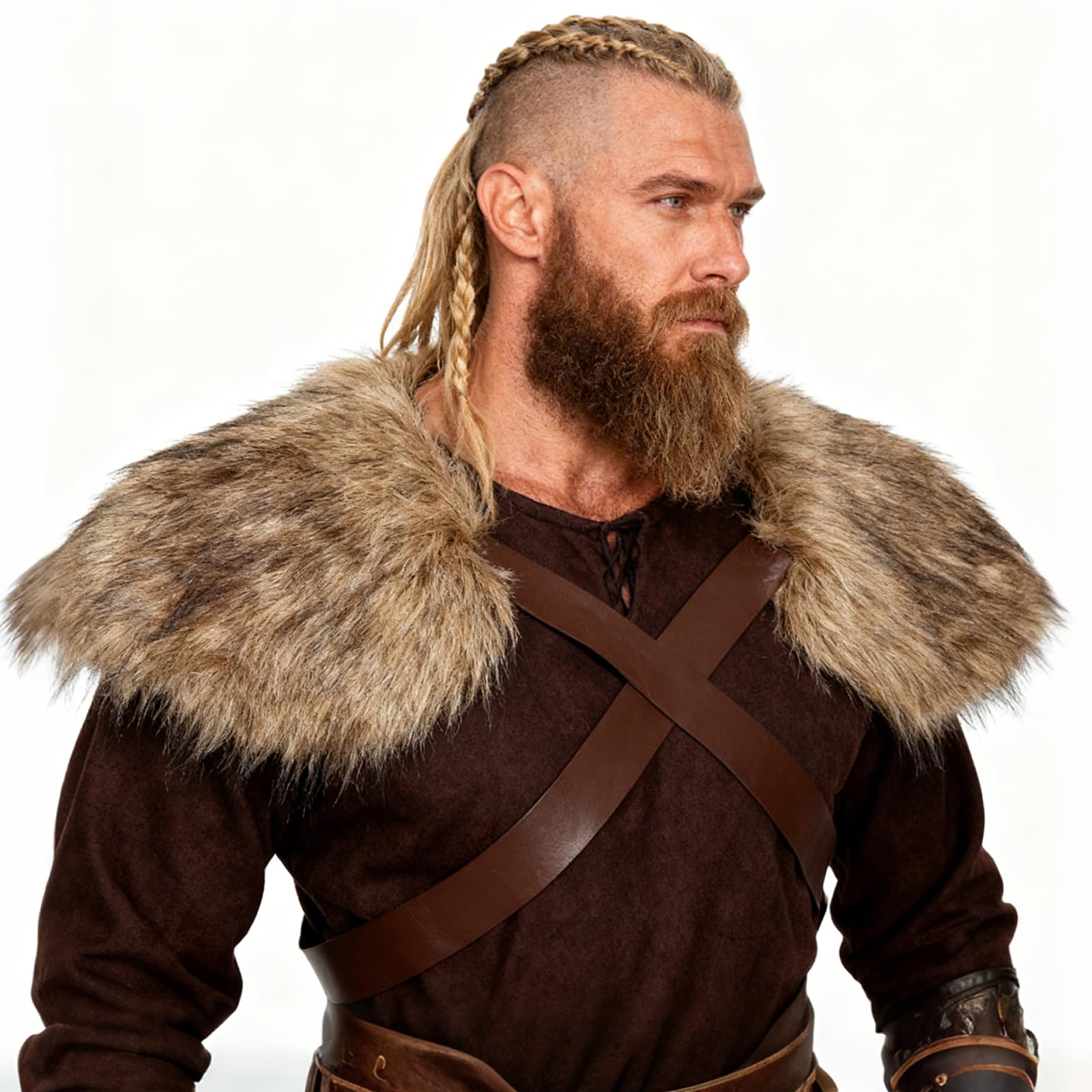 keland Viking Kunstfell Kragen für Männer Schal Capelet Wrap Kostüm Accessoire