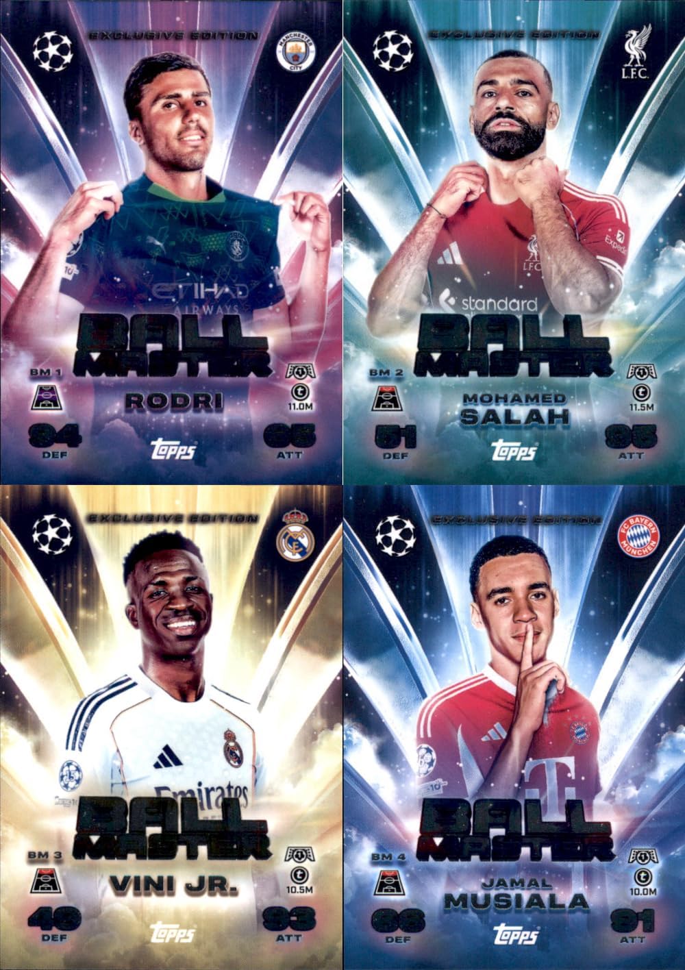 Bundle mit Topps Match Attax Champions League 2025/26 Trading Cards + Exklusive Collect-it Hüllen (Alle 4 Ball Master Karten)