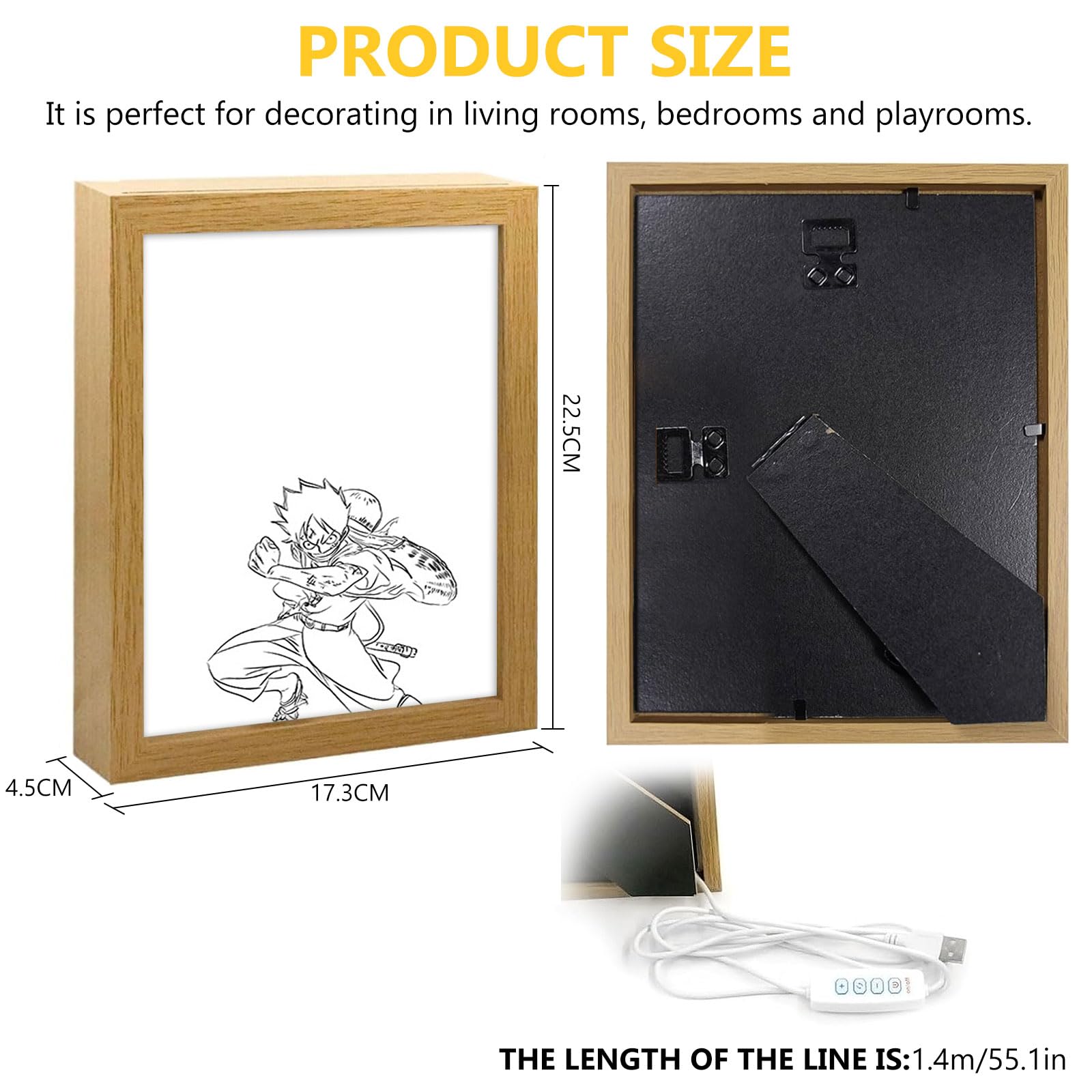 Bocguy Japanischer Anime Juju inspirierte beleuchtete Gemälde, LED Wandkunst Dekor,Jujutsu Kaisen Manga, LED Desktop-Rahmen für Heimdekoration,Kreatives Schlafzimmer und Geschenk