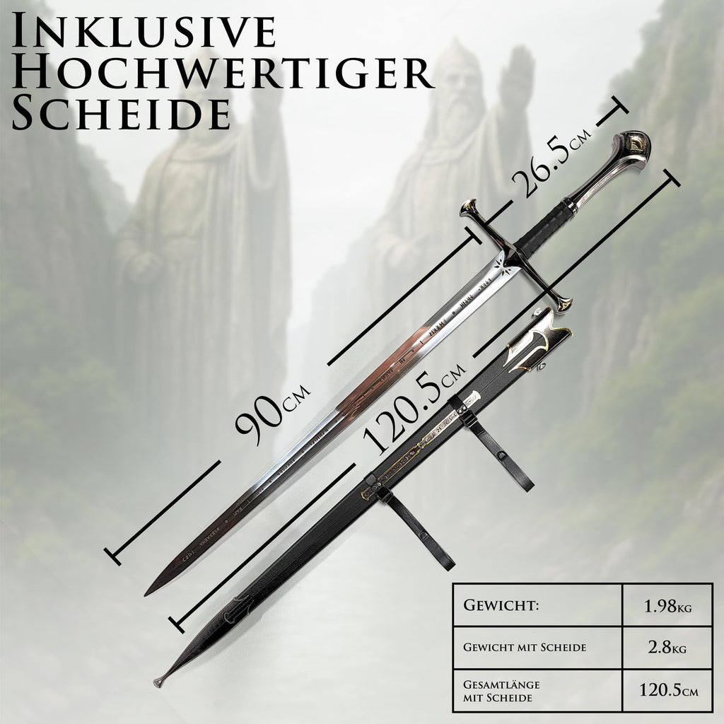 Der Herr der Ringe - LOTR Schwert, Filmschwert, echt, aus Stahl, Der Hobbit, Zauberer Merch, Aragorn Sword, Deko für Sammler und als Geschenk
