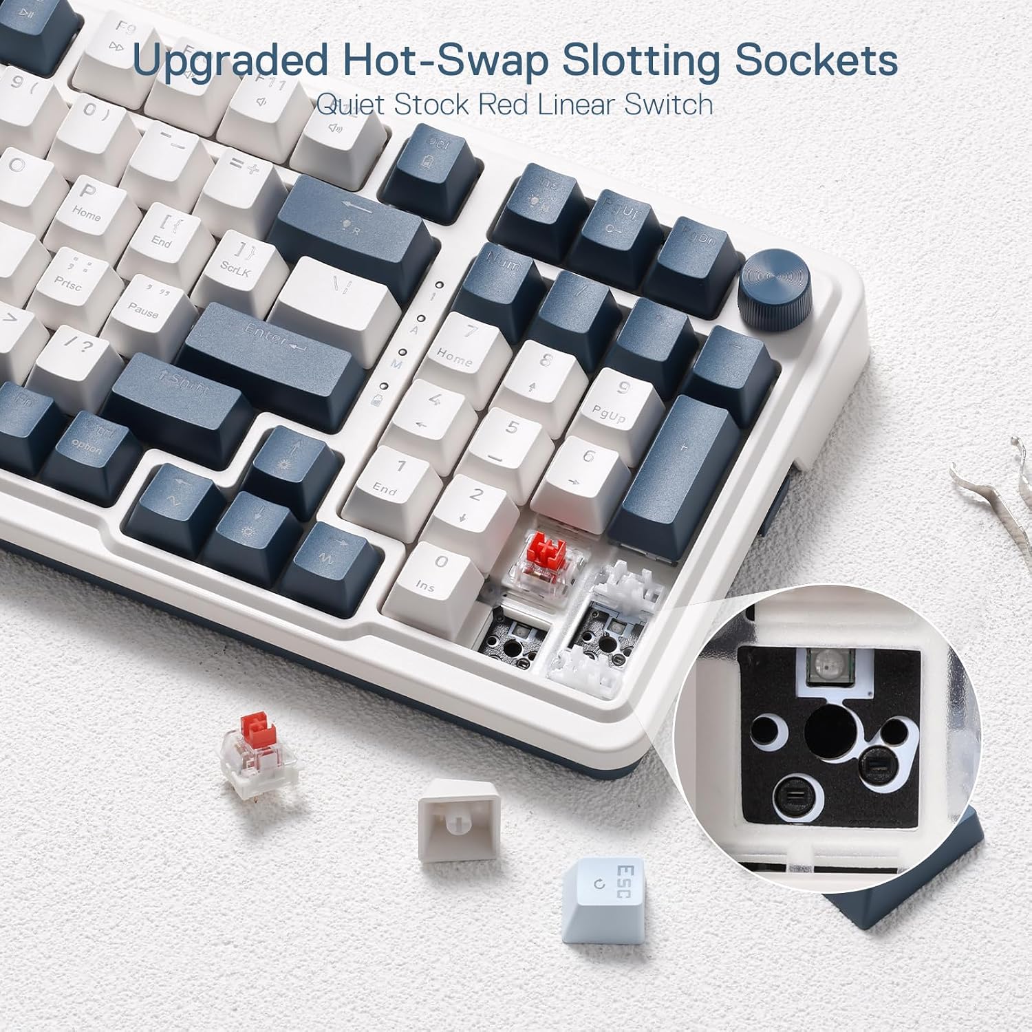 Redragon K686 PRO SE Anime Gasket Gaming Tastatur RGB 3 Modus 98 Tasten | Hot Swap Sockel Drehknopfsteuerung Geräuschdämpfende Pads Custom Hi Fi Linear
