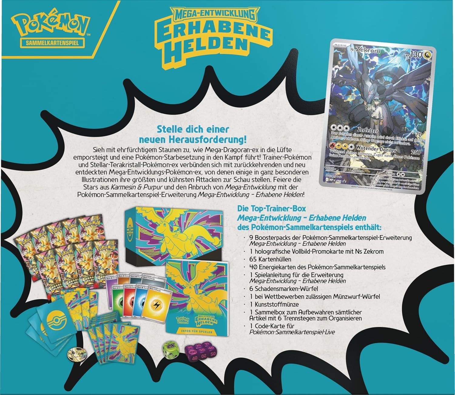 Pokemon Mega Entwicklungen Dunkelnacht – Top Trainer Box TTB - Deutsch NEU & OVP und BB-Toy-Trades-Toploader