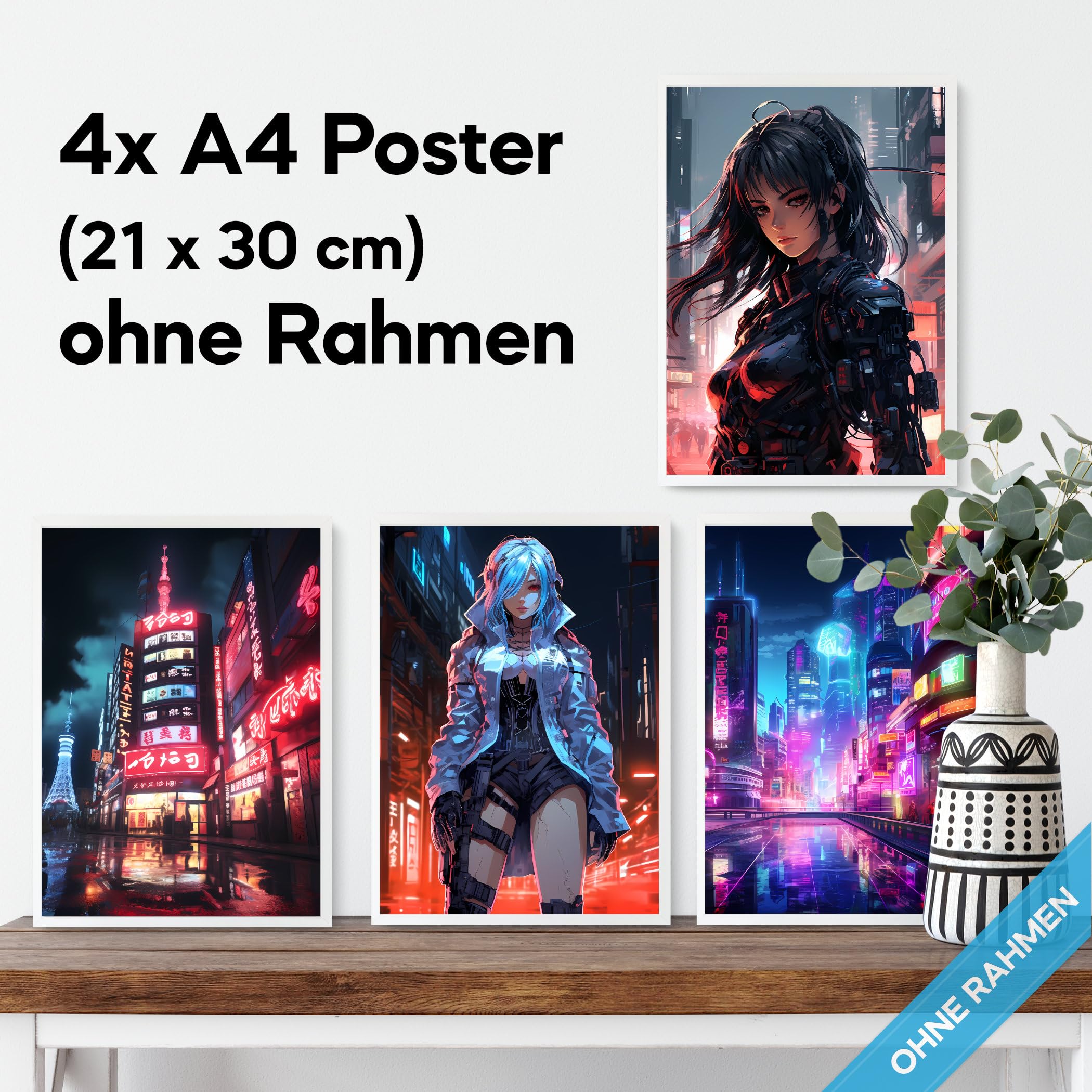 mojoliving Gaming Zimmer Deko Bilder | Poster Wand für Gamer Jugendzimmer | Set mit Neon Sign Motive | Coole Geschenke für Gamer | Zocker Bilder Wand | Neon Wandbild