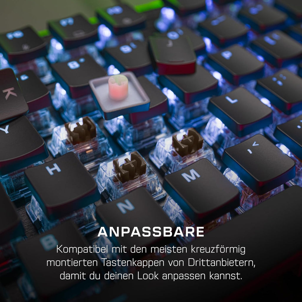 Turtle Beach Vulcan II Tactile mechanische RGB-Gaming-Tastatur DE Layout | Schwarz, TITAN-Mechanikschalter, RGB-Tasten, abnehmbare Handballenauflage, Mediensteuerung, Aluminiumplatte, Ziffernblock