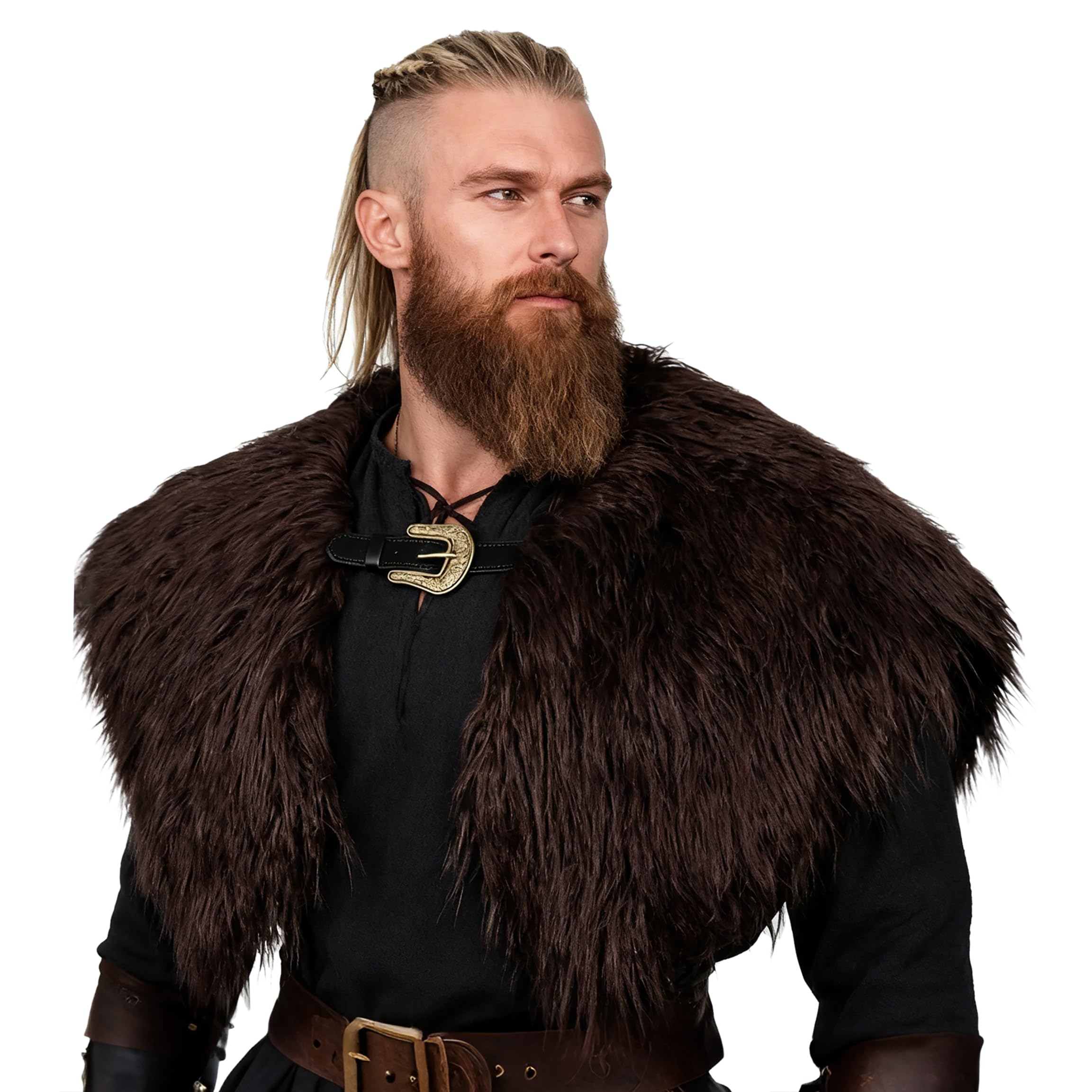 keland Viking Kunstfell Kragen für Männer Schal Capelet Wrap Kostüm Accessoire