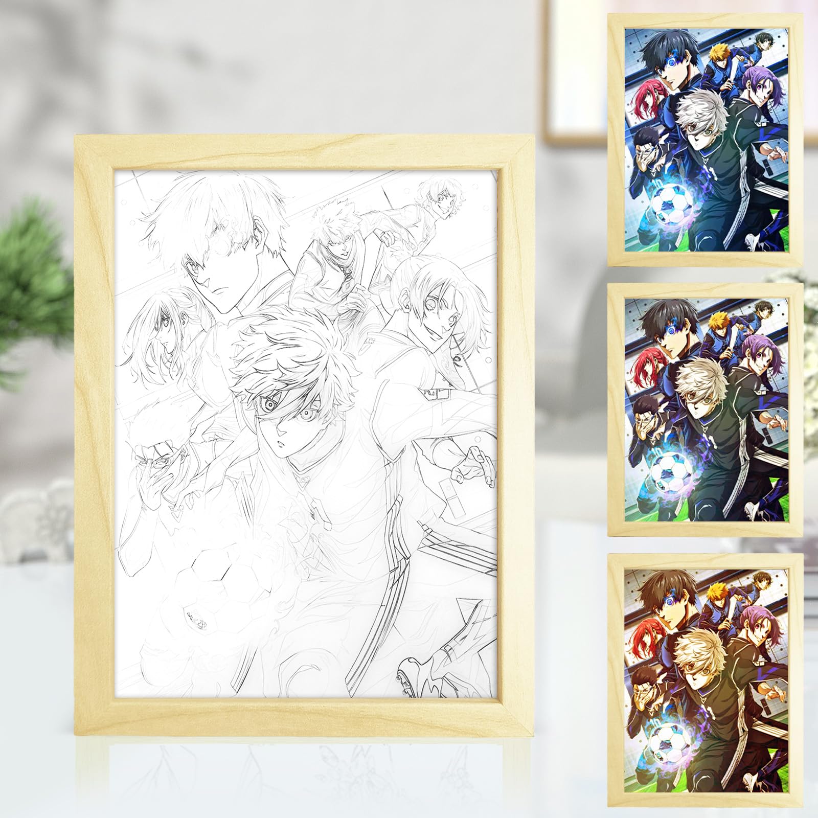 Bocguy Japanischer Anime Juju inspirierte beleuchtete Gemälde, LED Wandkunst Dekor,Jujutsu Kaisen Manga, LED Desktop-Rahmen für Heimdekoration,Kreatives Schlafzimmer und Geschenk