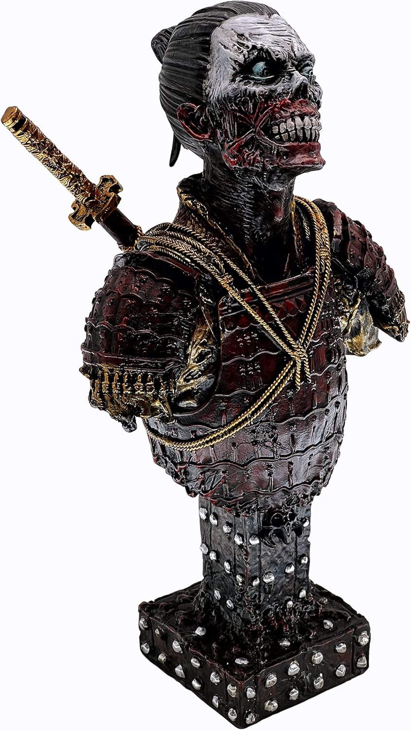 LOOYAR Resin Undead Japanische Samurai Zombie Büste Statue Skulptur Ornament Figur Handwerk für Zuhause Haus Wohnzimmer Veranda Dekoration Büro Schreibtisch Schreibtisch T Geschenk