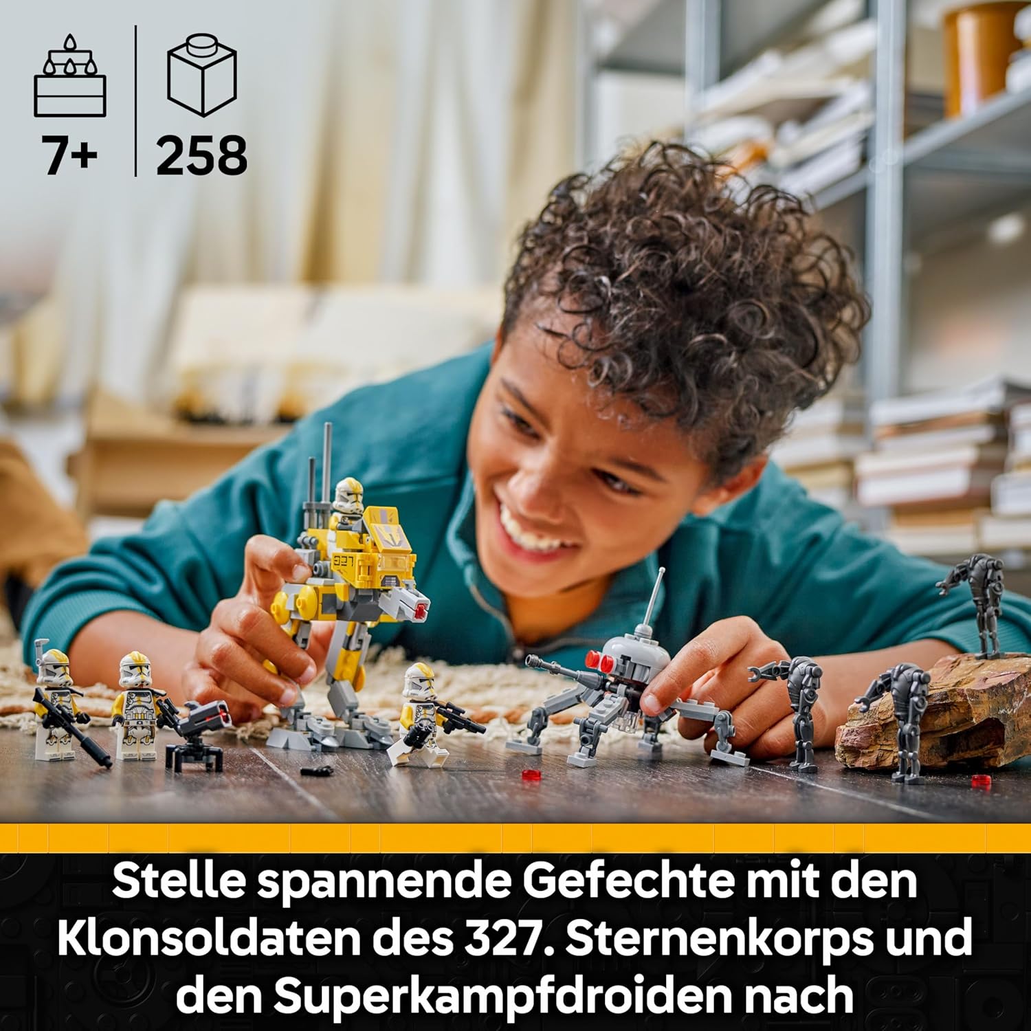 LEGO Star Wars Klonsoldaten des 327. Sternenkorps Battle Pack - Spielzeug für Kinder ab 7 Jahren - Minifiguren zum Bauen und Sammeln - Kreatives Geschenk für Jungen und Mädchen - 75431 | 258 Stück Sammlerspielzeug, 4 Minifiguren 3 Battle Droid Figuren & A