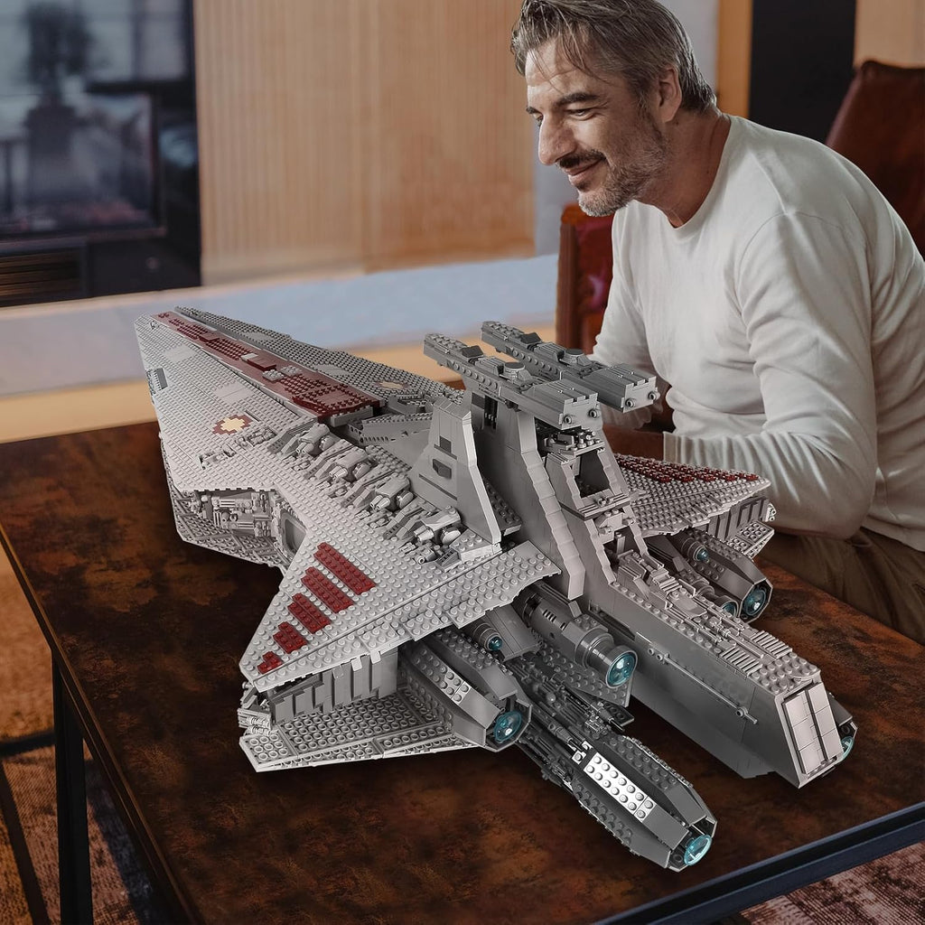 13135 Imperial Sternenzerstörer Spielzeug mit 3 Mini-Raumschiffen,11885 Klemmbausteine Technik Sternenzerstörer, Sammlerstück für Erwachsene,kompatibel mit UCS Super Star Destroyer