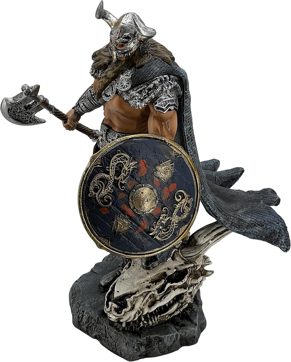 LOOYAR Resin Viking Warrior Thro Dragon Slayer Resin Statue Skulptur Ornament Figur Handwerk für Zuhause Haus Wohnzimmer Veranda Dekoration Büro Schreibtisch Schreibtisch Tischarrangement Geschenk