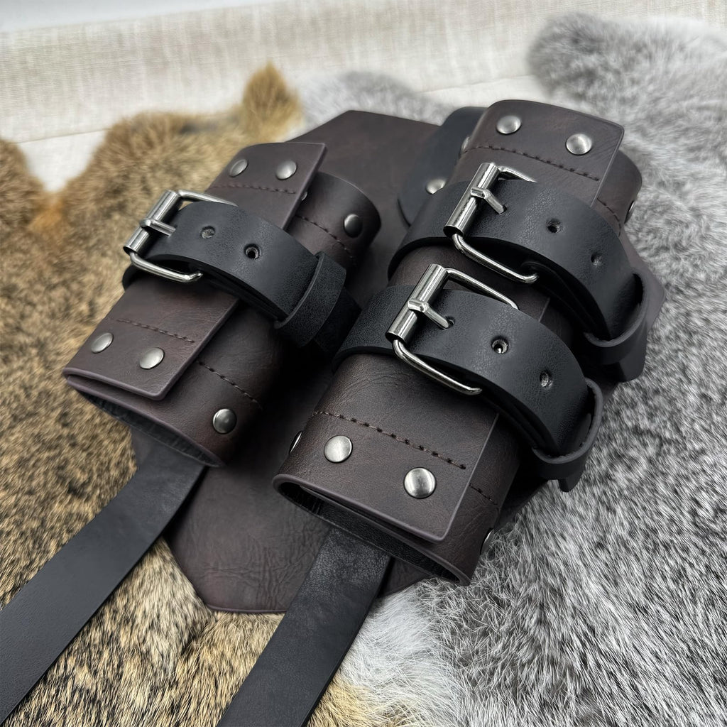 HiiFeuer Mittelalter Kunstleder Doppeltes Rückenschwert Frosch, Vintage Mercenary Verstellbares Schwertholster, Mittelalter Fantasy Rückenschwert Holster für LARP Kostüm