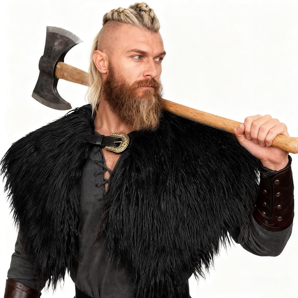 keland Viking Kunstfell Kragen für Männer Schal Capelet Wrap Kostüm Accessoire