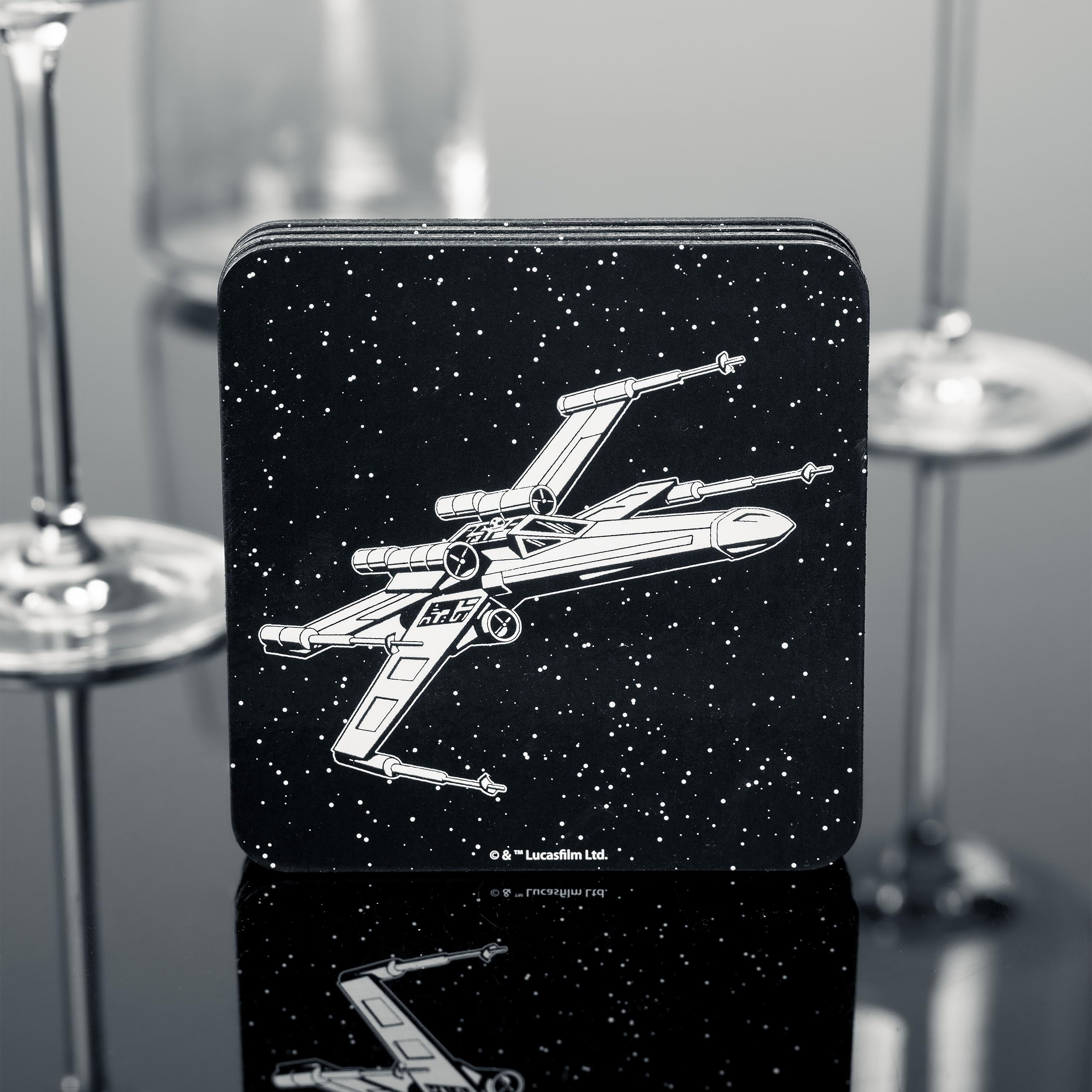 Elbenwald Untersetzer 4er Set mit verschiedenen Designs und Farben - Geschenkidee - Glasuntersetzer Viereckig - für alle Arten von Tassen - Mehrfarbig - Kork, Kunststoff (Star Wars)