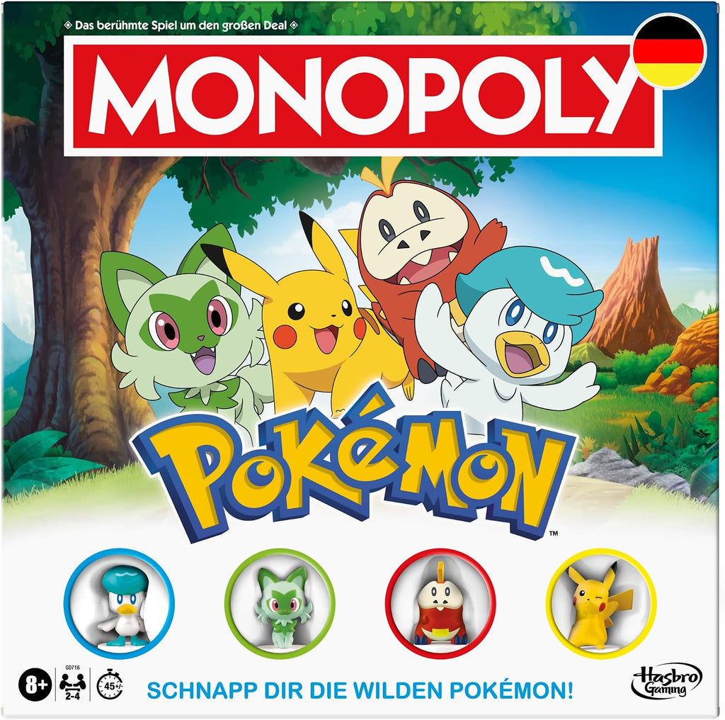 Monopoly Pokémon Edition Brettspiel | ab 8 Jahren | 2 bis 4 Spieler | Kinderspiel für Pokémon Fans | unterhaltsames Familienspiel | 45 Min. durchschnittlich - Deutsche Version