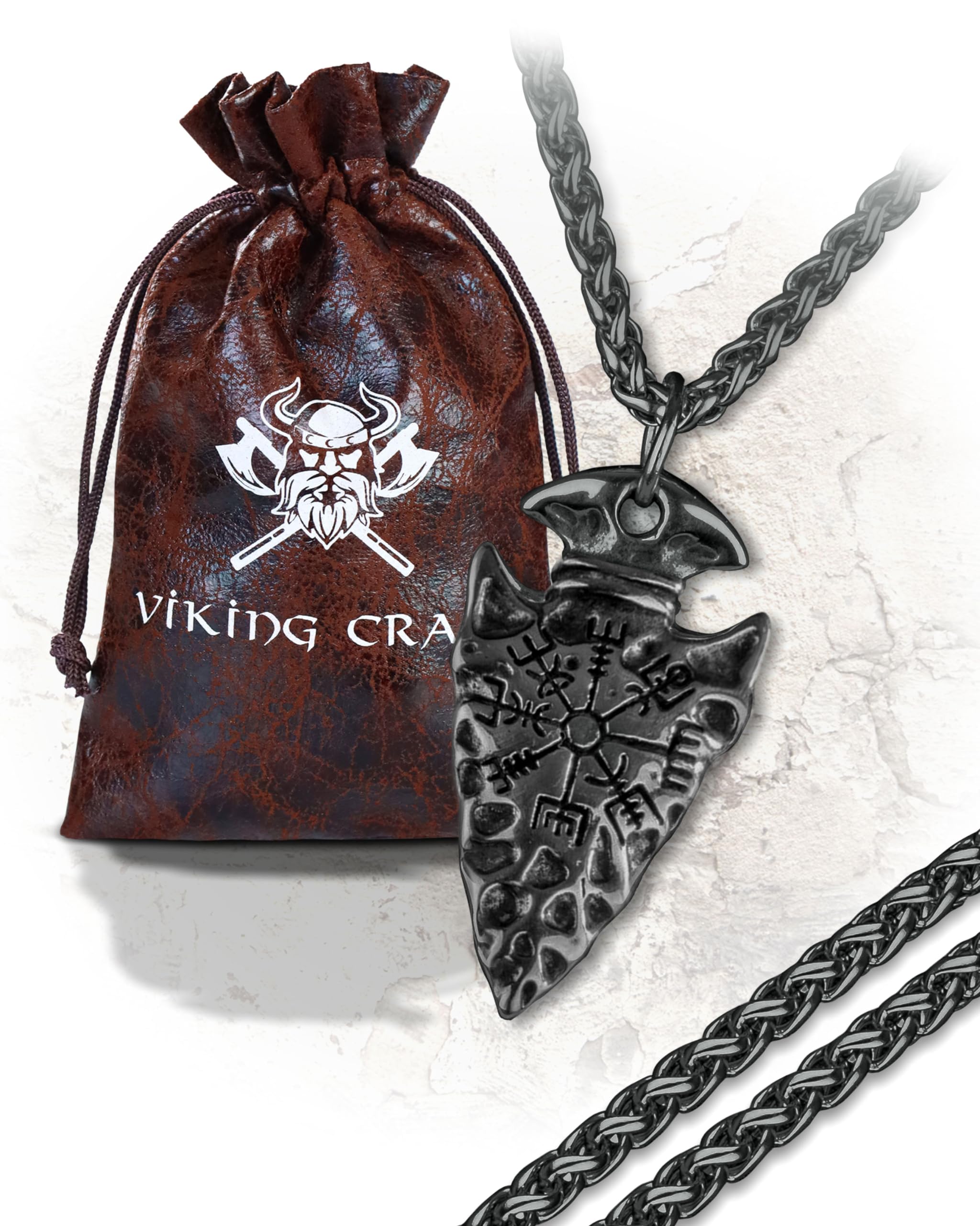 VIKING CRAFT Wikinger Halskette Herren Edelstahl - 60cm Wikinger Schmuck Kette Herren - Wikinger Deko, Wikinger Kette, Wikinger Geschenke für Männer Schmuck, LARP