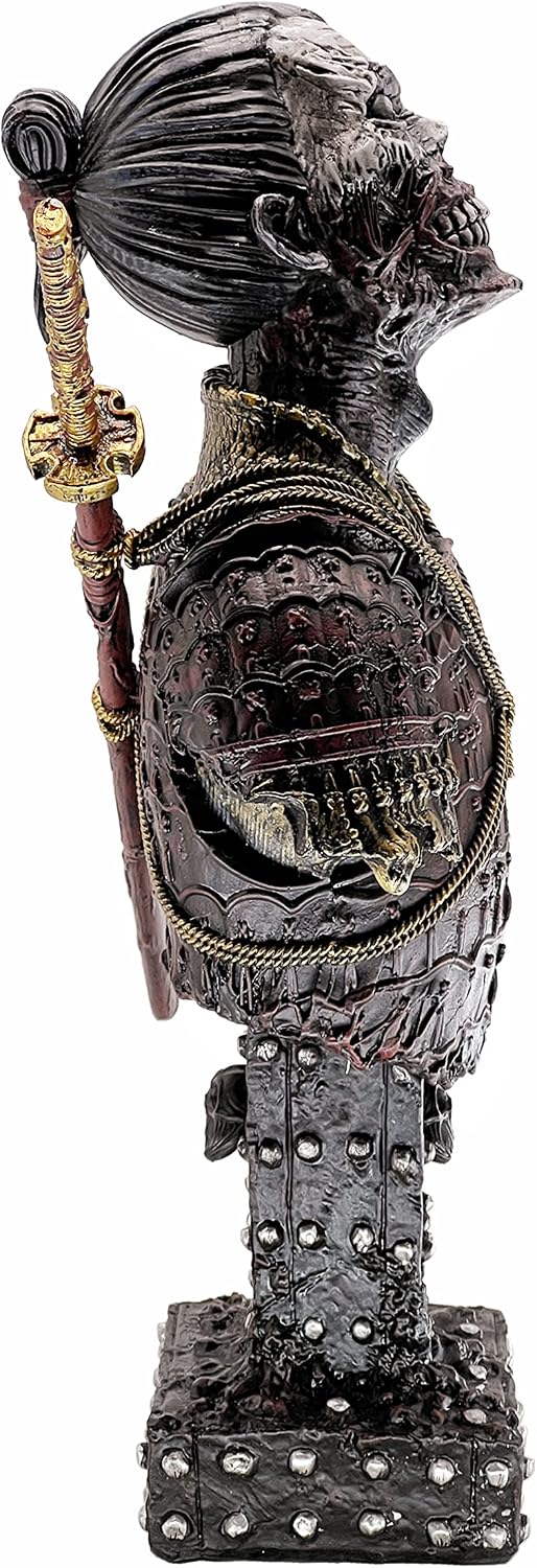 LOOYAR Resin Undead Japanische Samurai Zombie Büste Statue Skulptur Ornament Figur Handwerk für Zuhause Haus Wohnzimmer Veranda Dekoration Büro Schreibtisch Schreibtisch T Geschenk