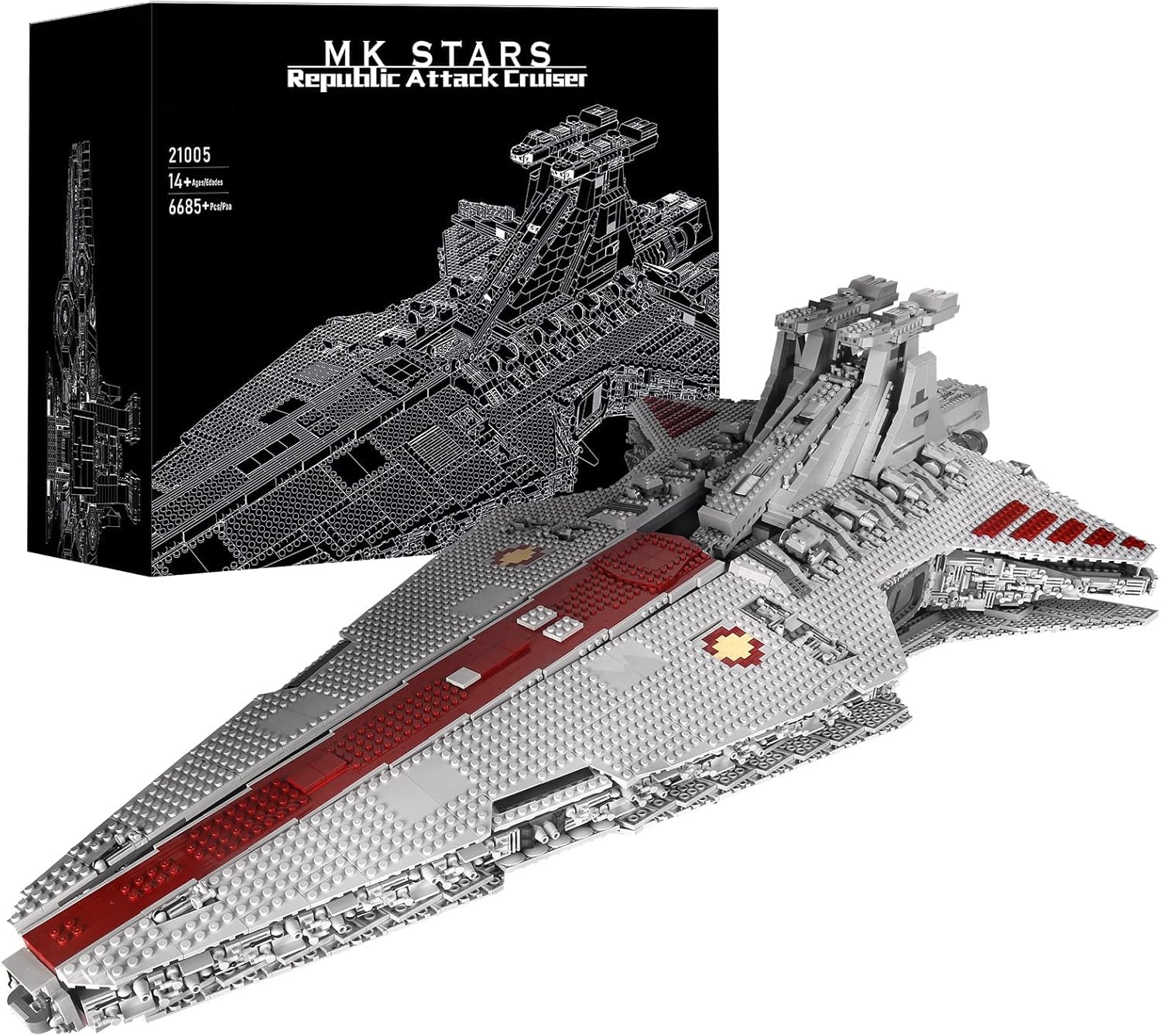 13135 Imperial Sternenzerstörer Spielzeug mit 3 Mini-Raumschiffen,11885 Klemmbausteine Technik Sternenzerstörer, Sammlerstück für Erwachsene,kompatibel mit UCS Super Star Destroyer