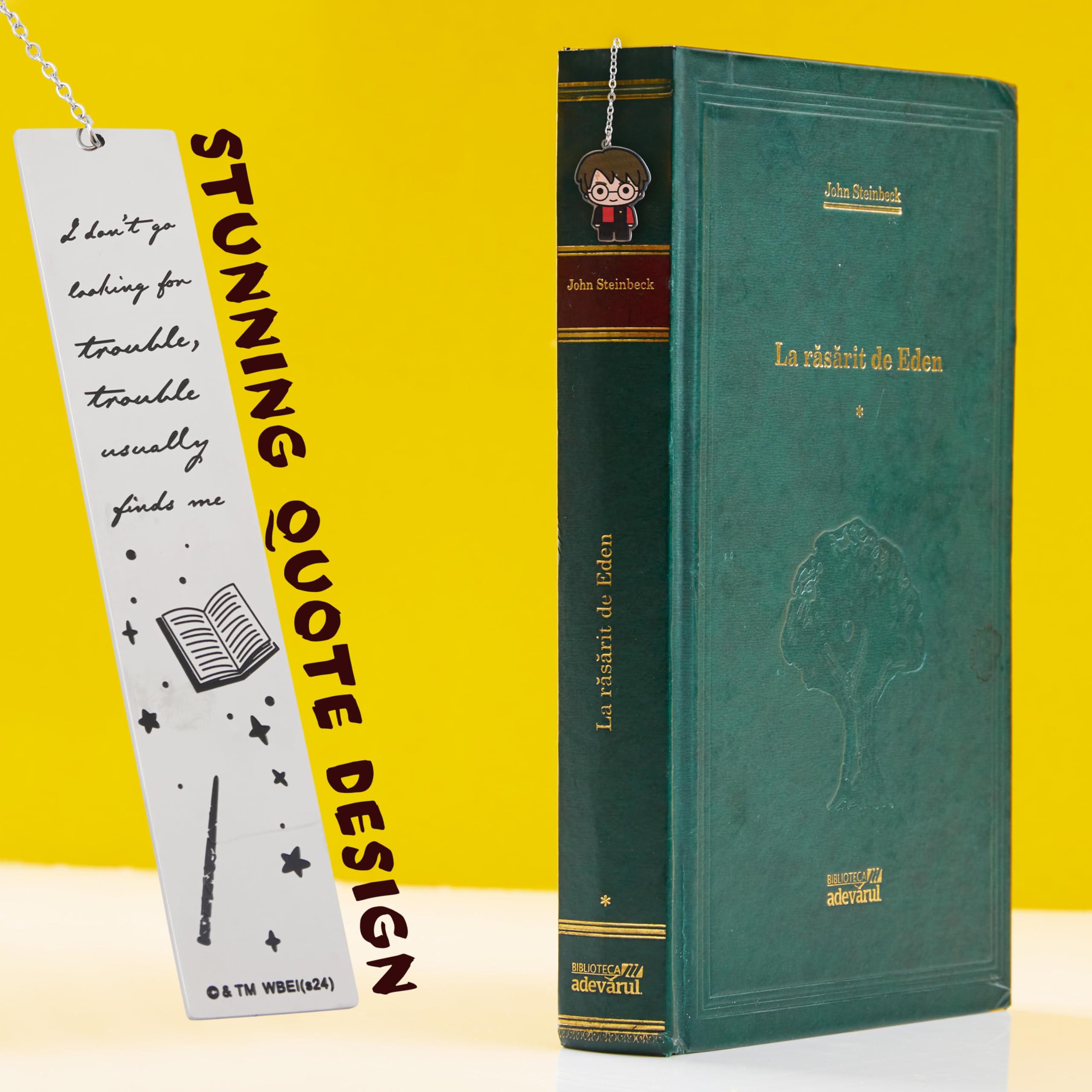 Harry Potter Metal Bookmark with Charm, Beautiful Bookmark for Kids, Adults, and Teachers, Magical Themed Book Accessories, Gifts for Book Lovers (Silver/Gold)