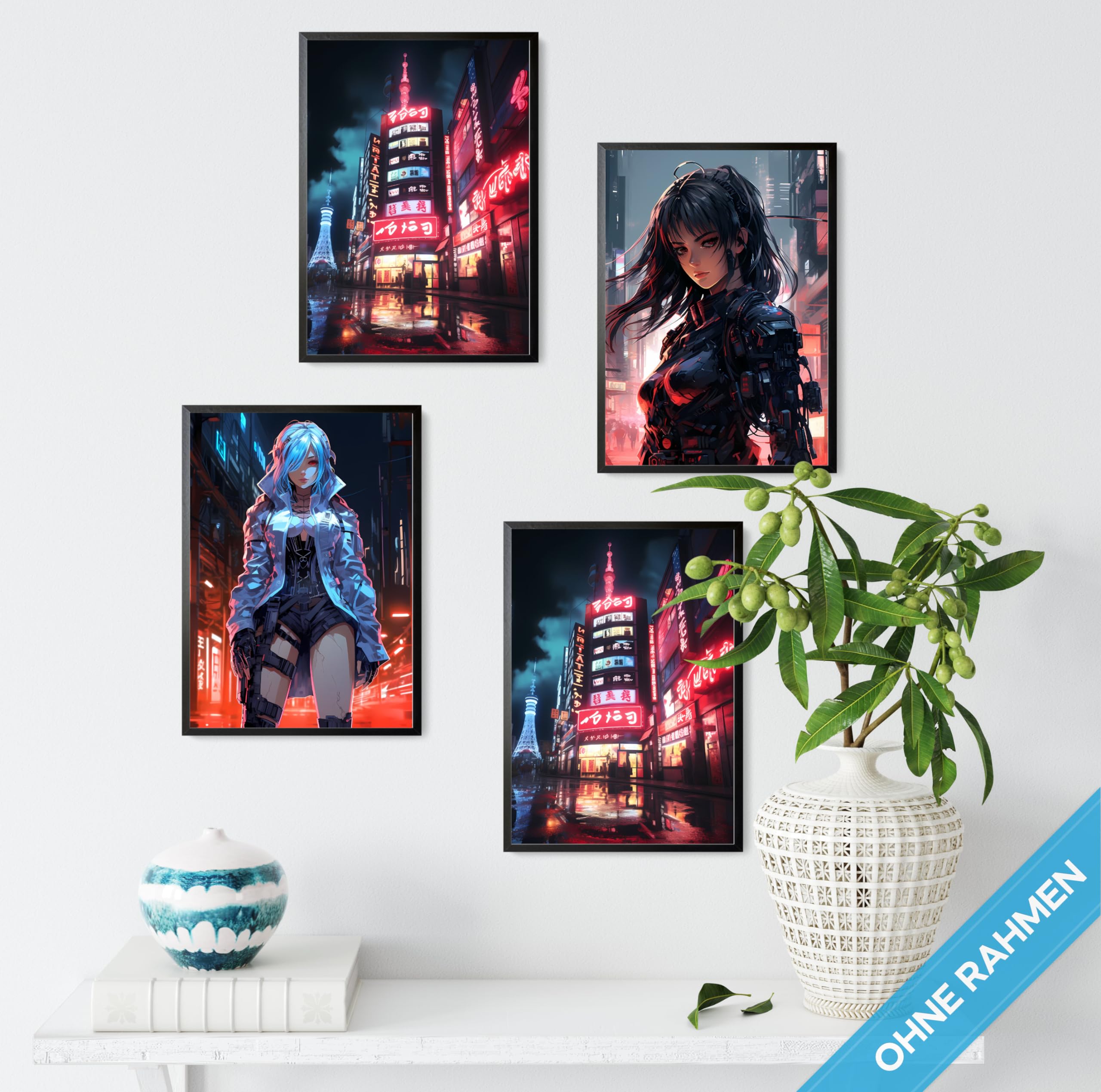 mojoliving Gaming Zimmer Deko Bilder | Poster Wand für Gamer Jugendzimmer | Set mit Neon Sign Motive | Coole Geschenke für Gamer | Zocker Bilder Wand | Neon Wandbild